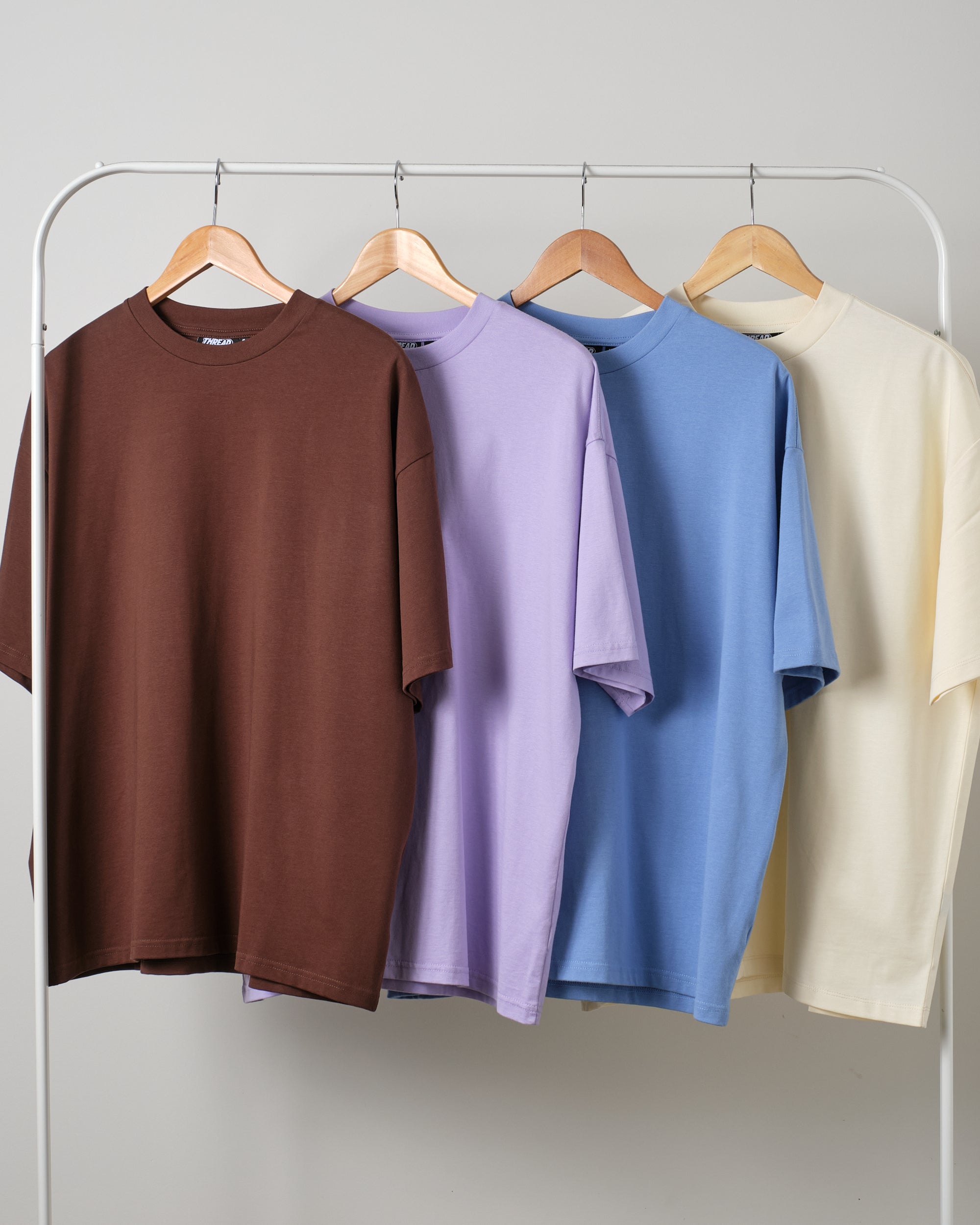 Oversized Tee 4 Pack: Powder Blue, Lilac, Natural, Brown Australia Online Threadheads