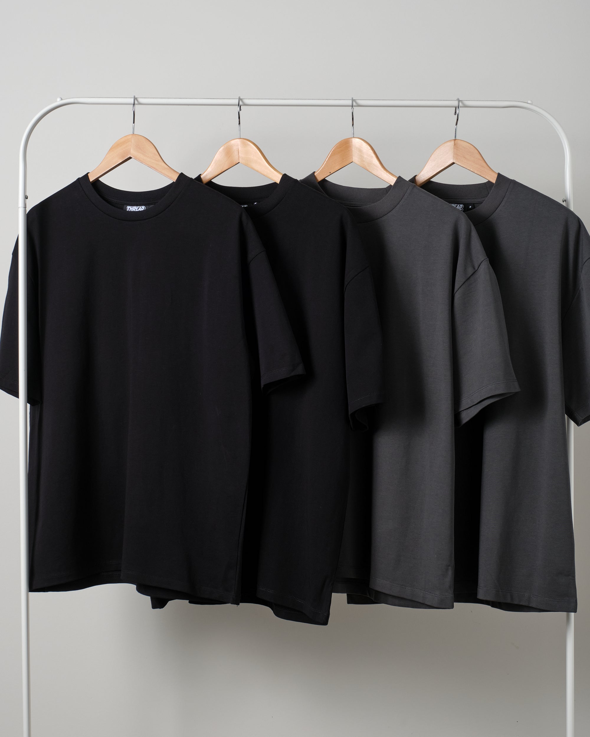 Oversized Tee 4 Pack: Black, Charcoal
