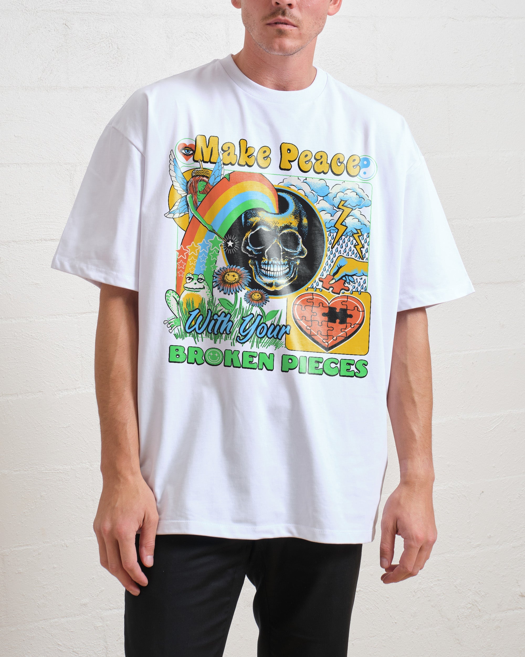 Make Peace Oversized Tee Australia Online White