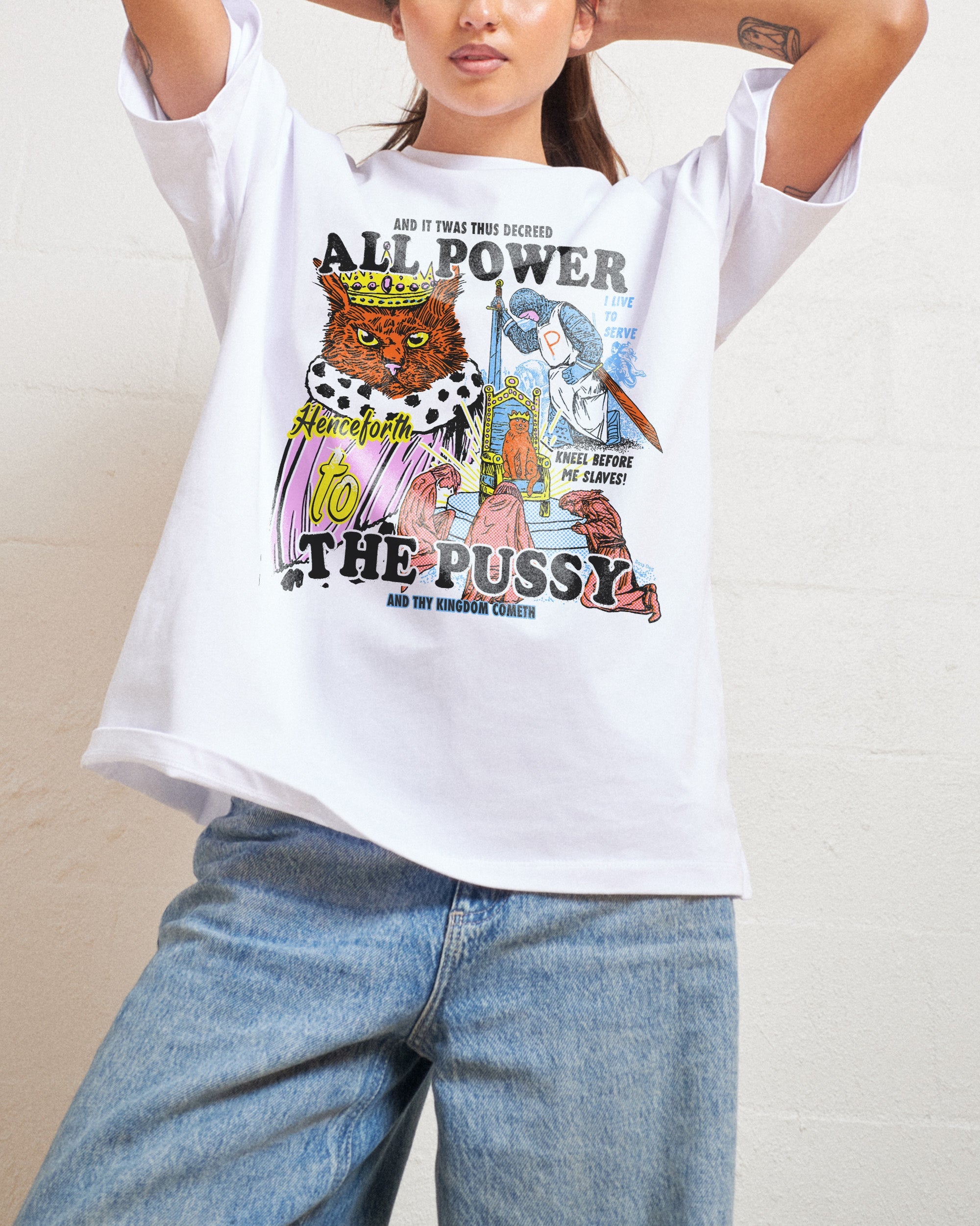 All Power To The Pussy Oversized Tee Australia Online White