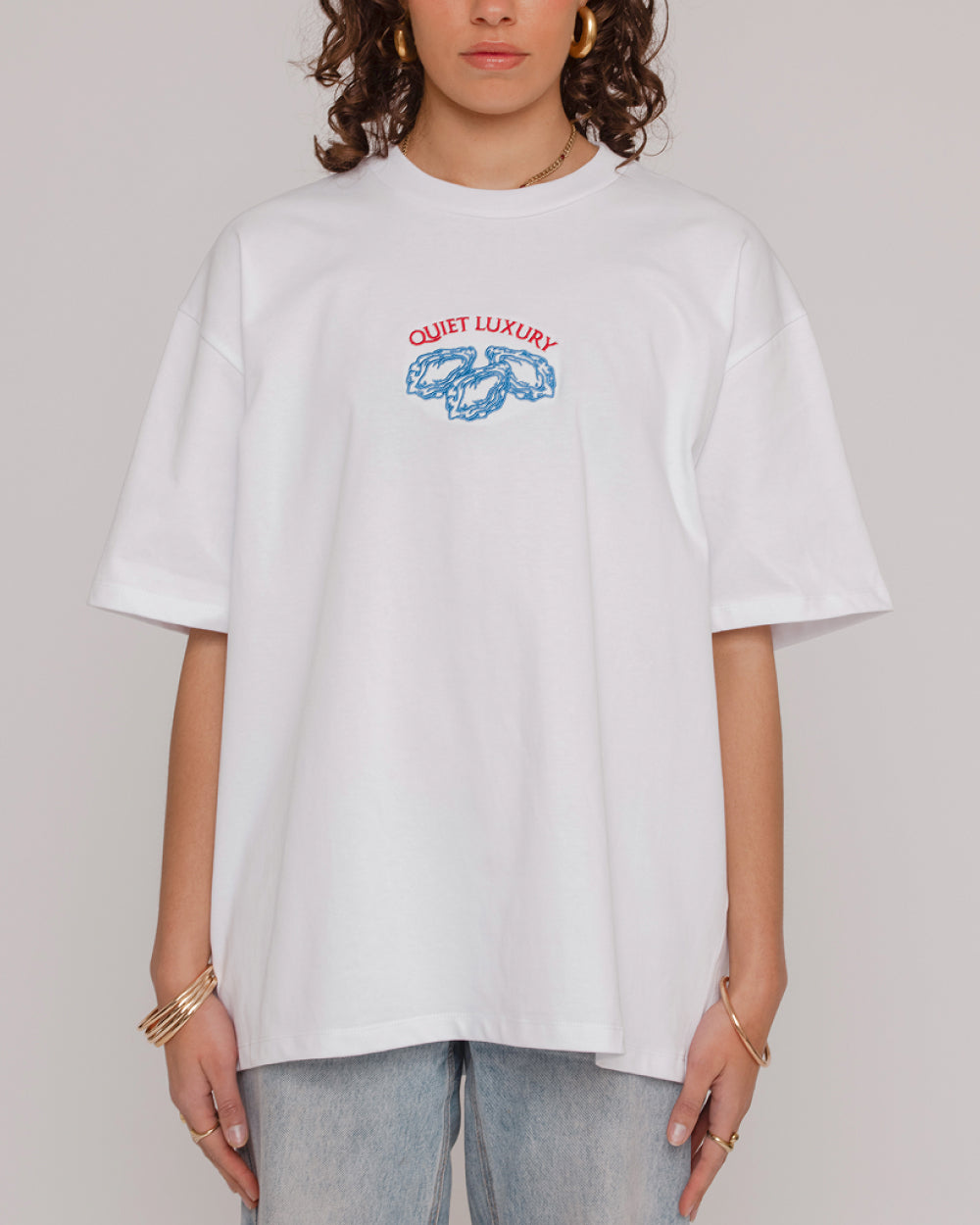 Quiet Luxury Oversized Embroidered Tee