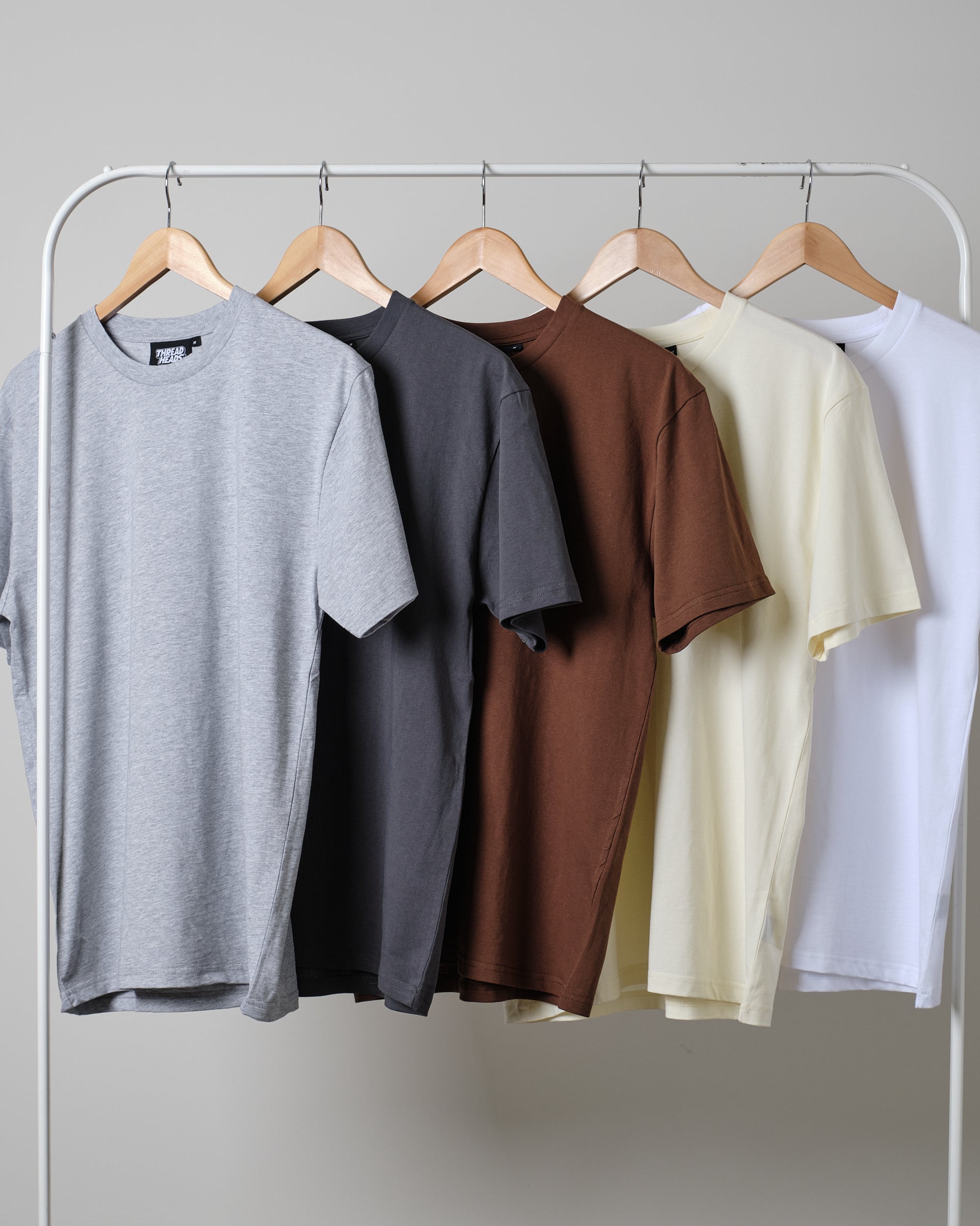 Classic Tee 5-Pack: Grey, Charcoal, Brown, Natural, White Australia Online