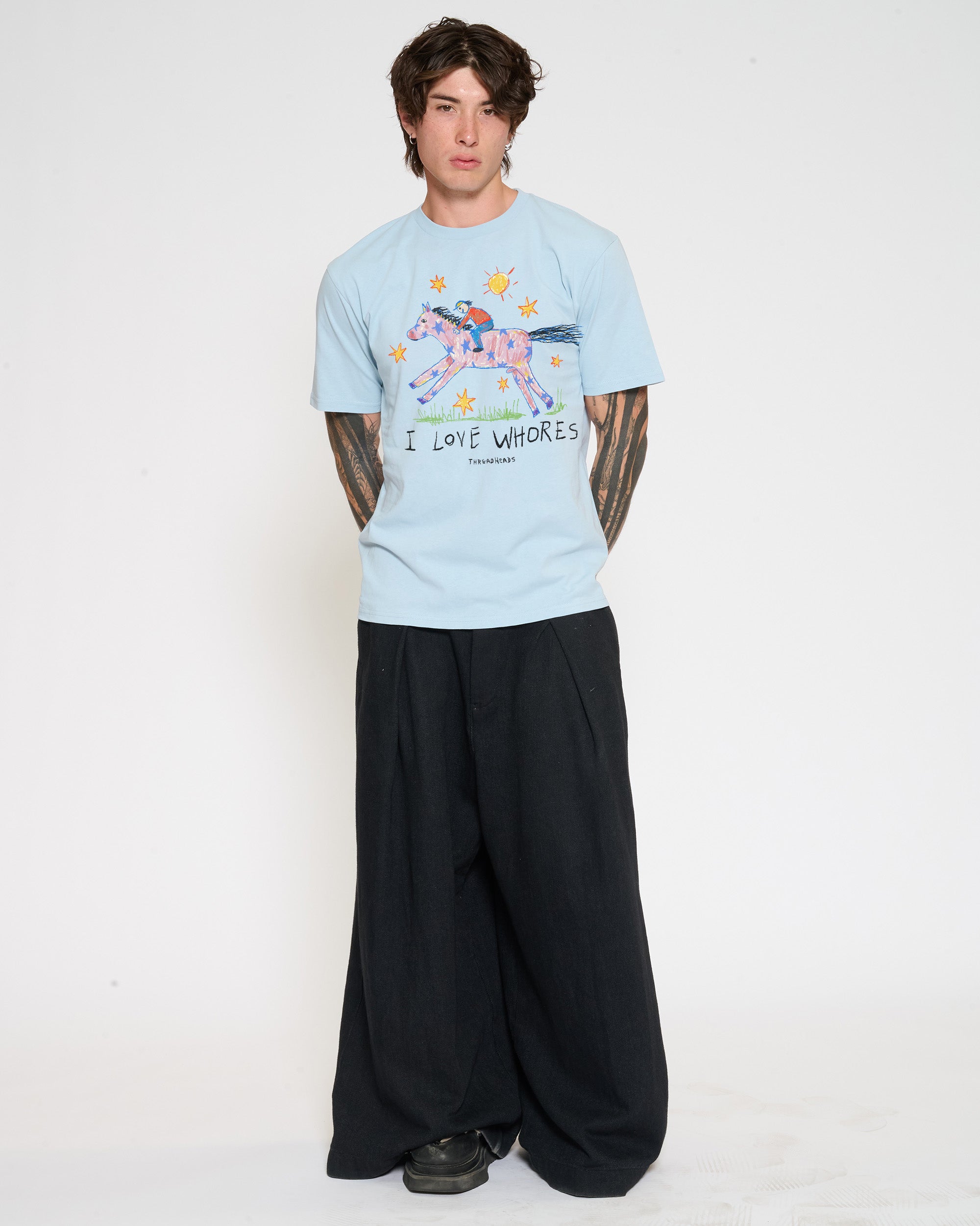 I Love Whores Pale Blue T-Shirt