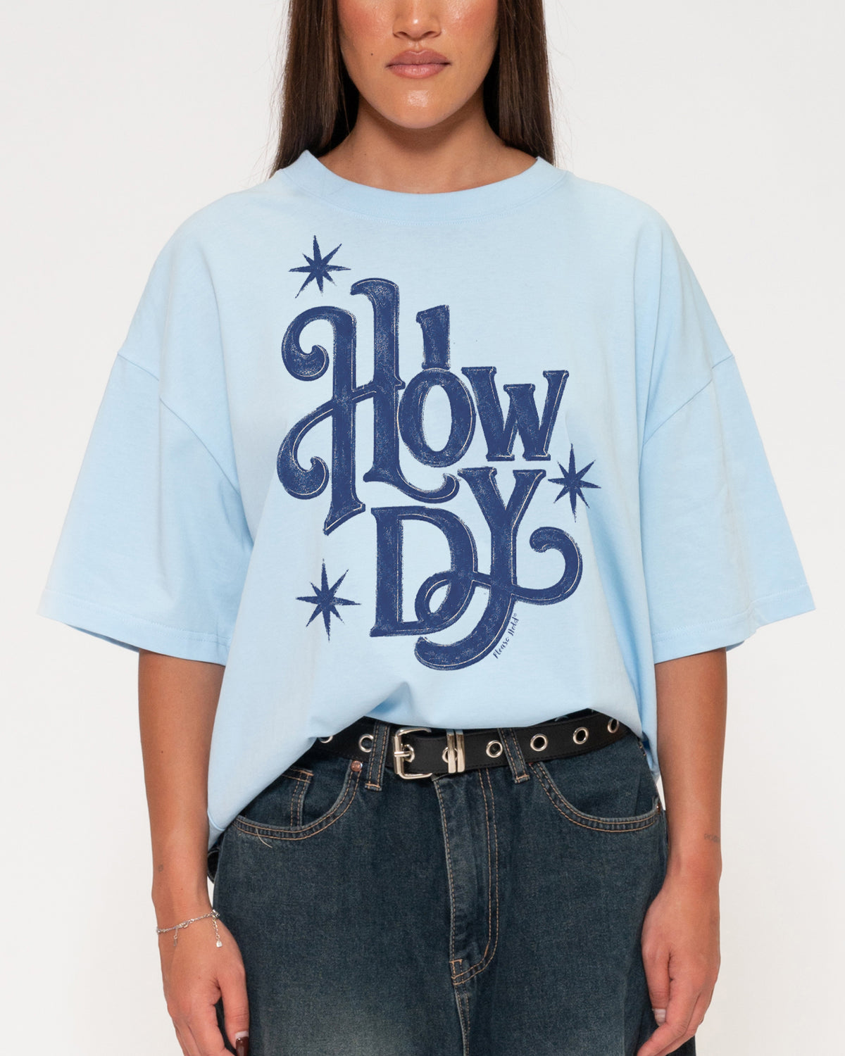 Howdy Blue Boxy Crop Tee