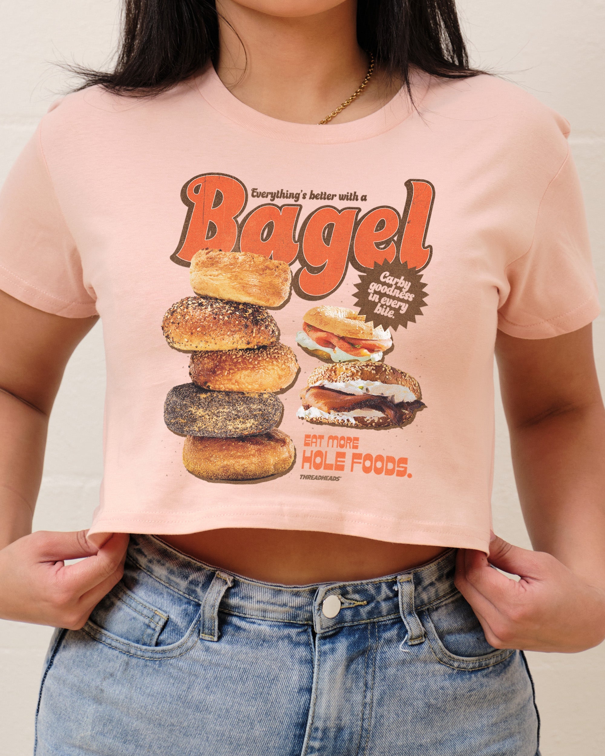 Everything's Better with a Bagel Crop Tee Australia Online Pink