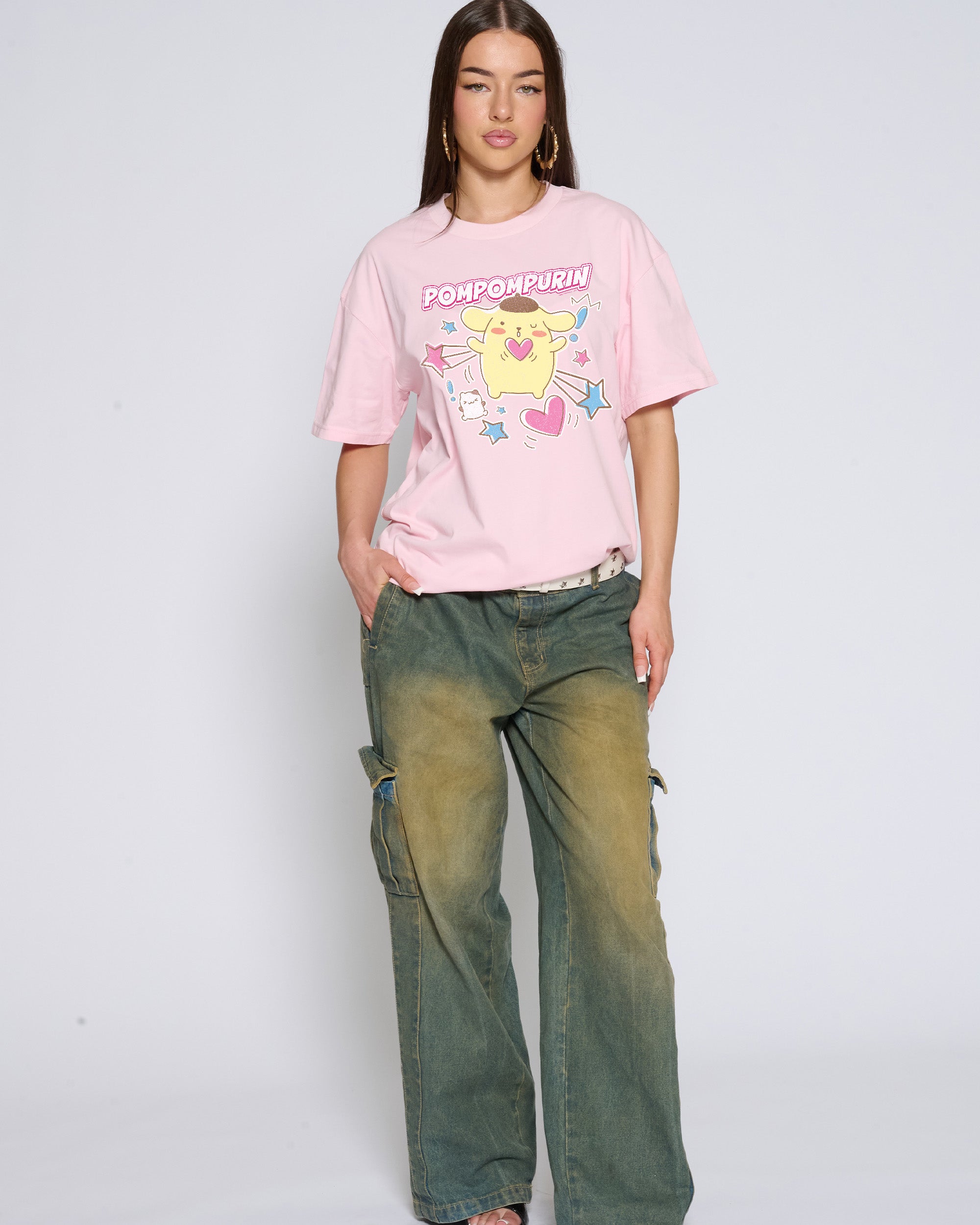 Pompompurin Hearts T-Shirt Official Hello Kitty and Friends collab Threadheads