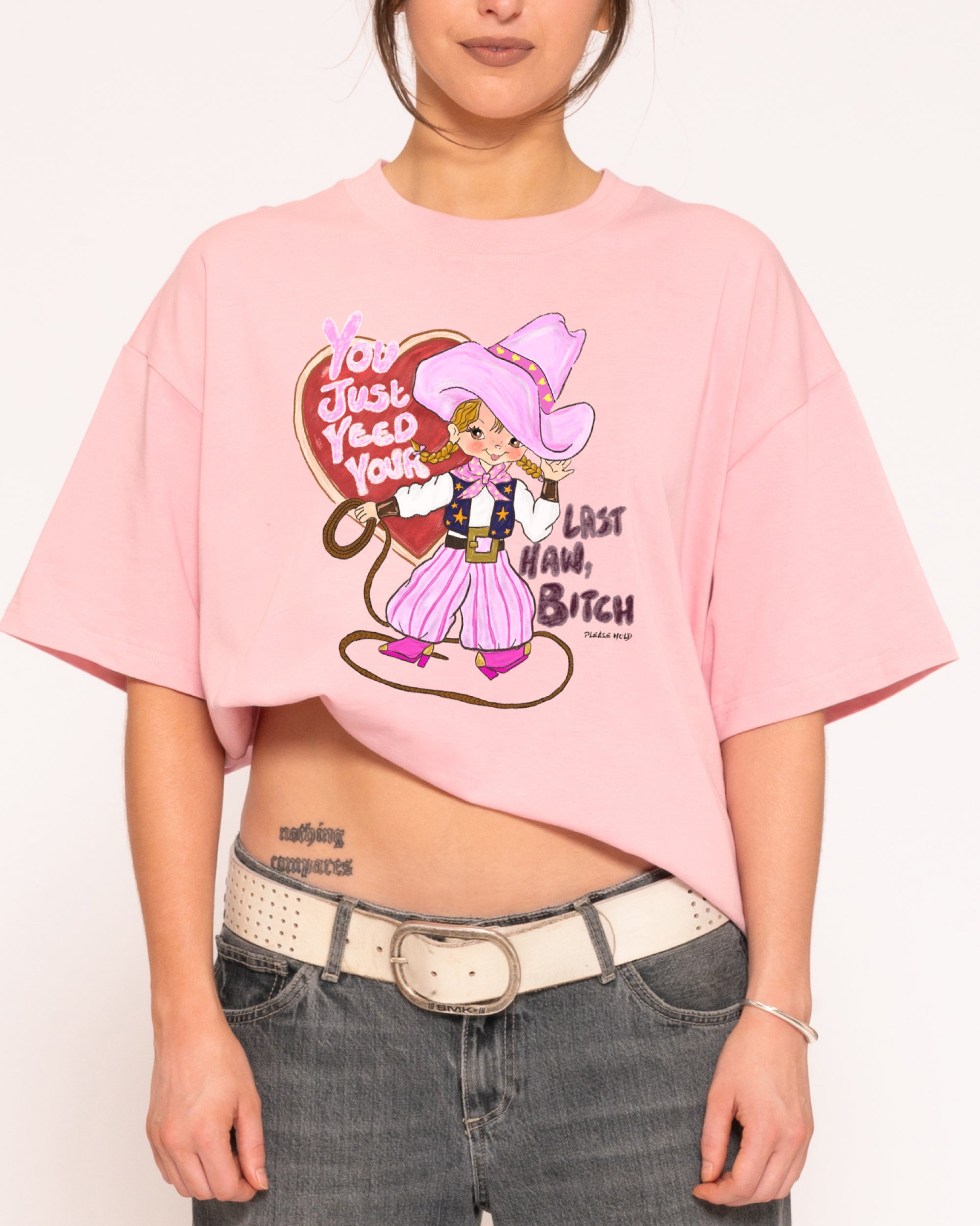 Yeed Your Last Haw Pink Boxy Crop Tee
