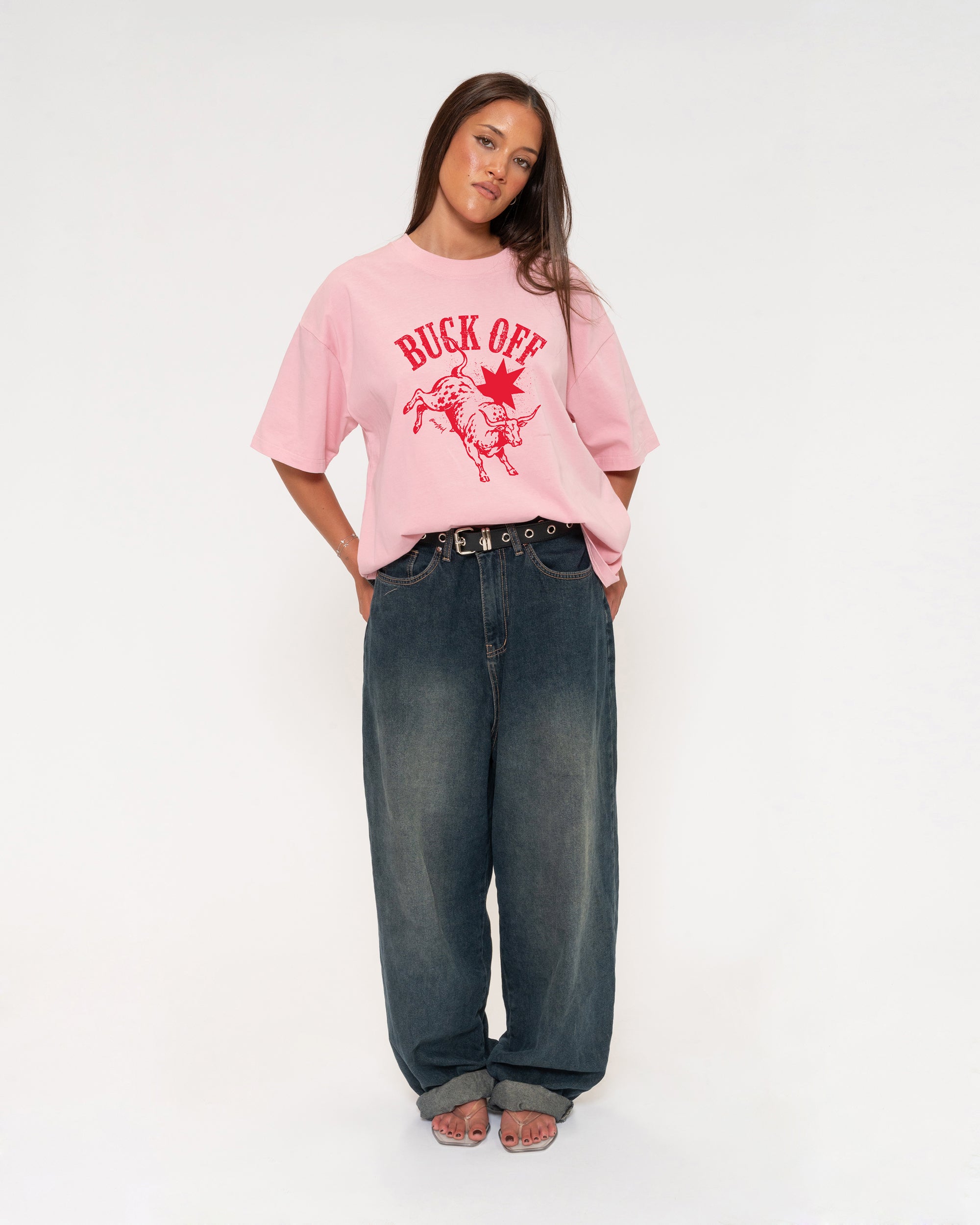 Buck Off Pink Boxy Crop Tee