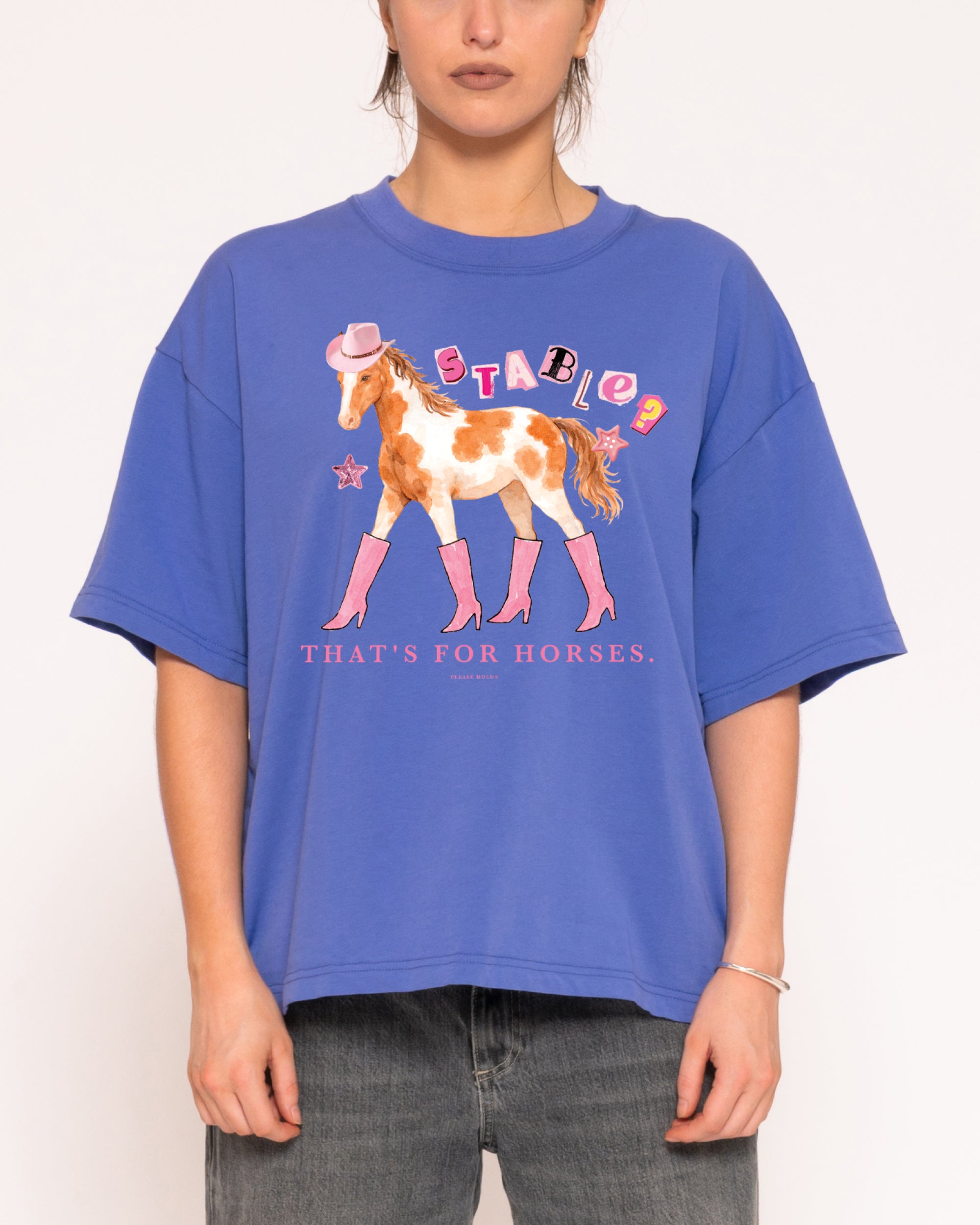 Stable? That's For Horses Purple Boxy Crop Tee