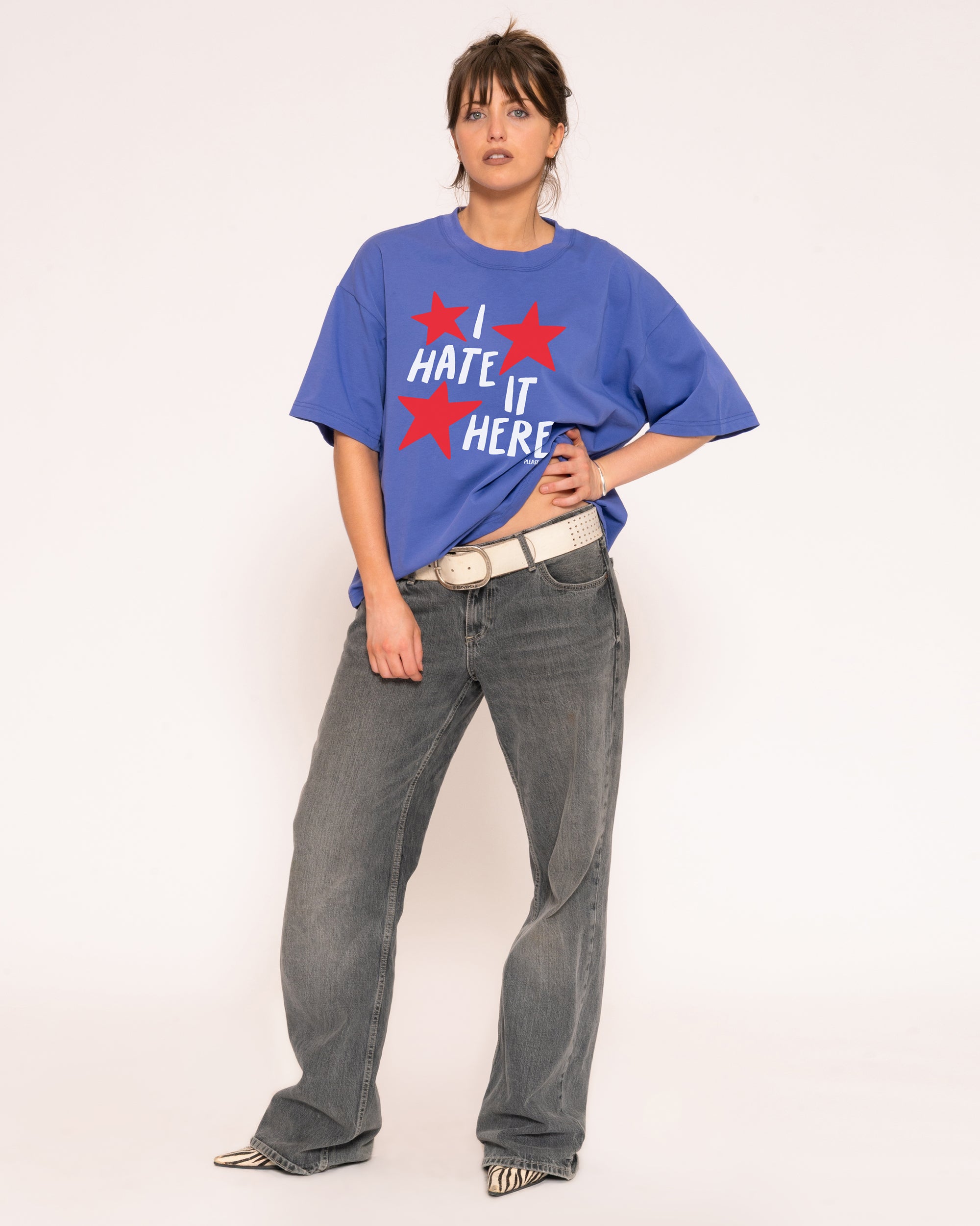 I Hate It Here Purple Boxy Crop Tee