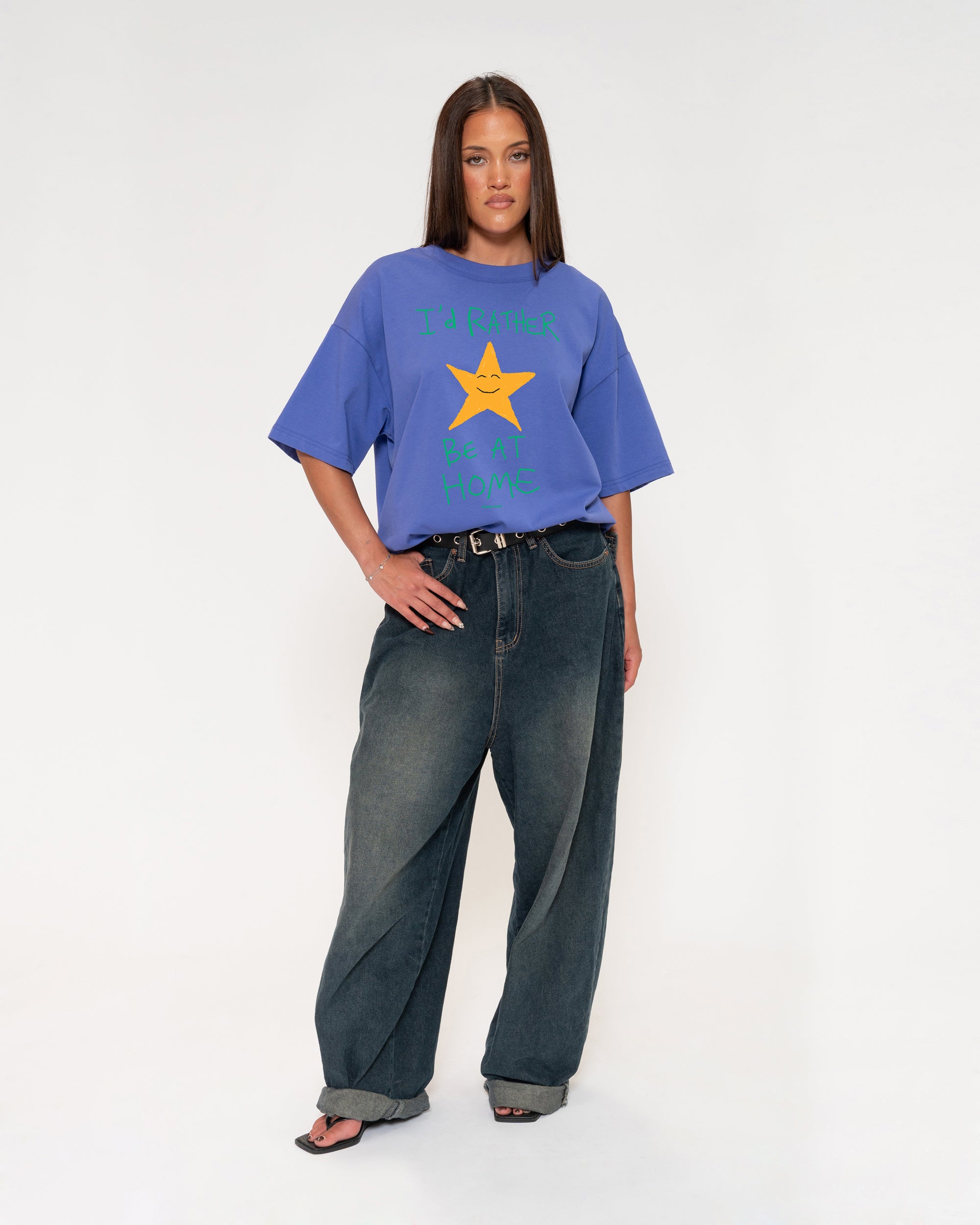I'd Rather Be At Home Purple Boxy Crop Tee