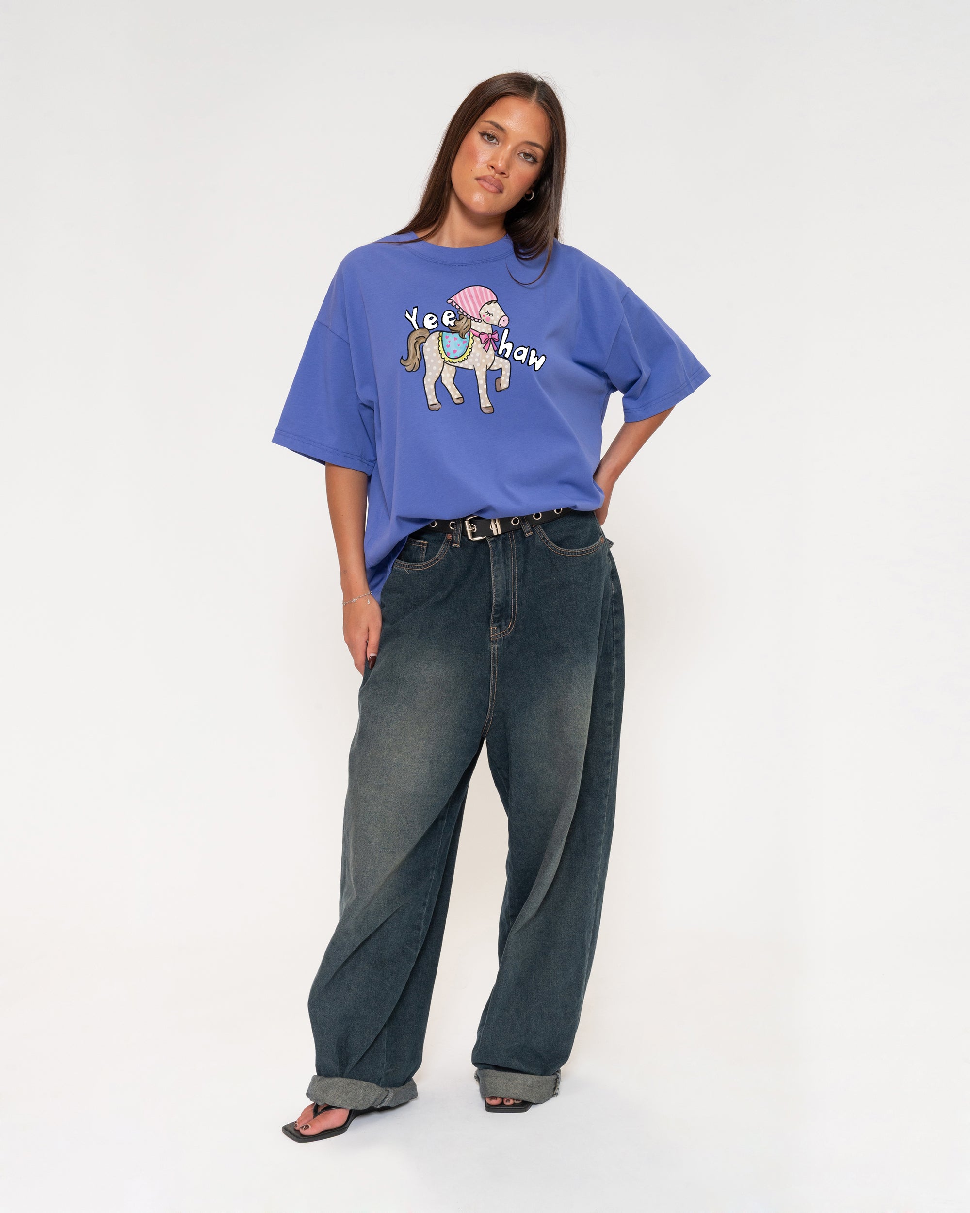 Yeehaw Purple Boxy Crop Tee