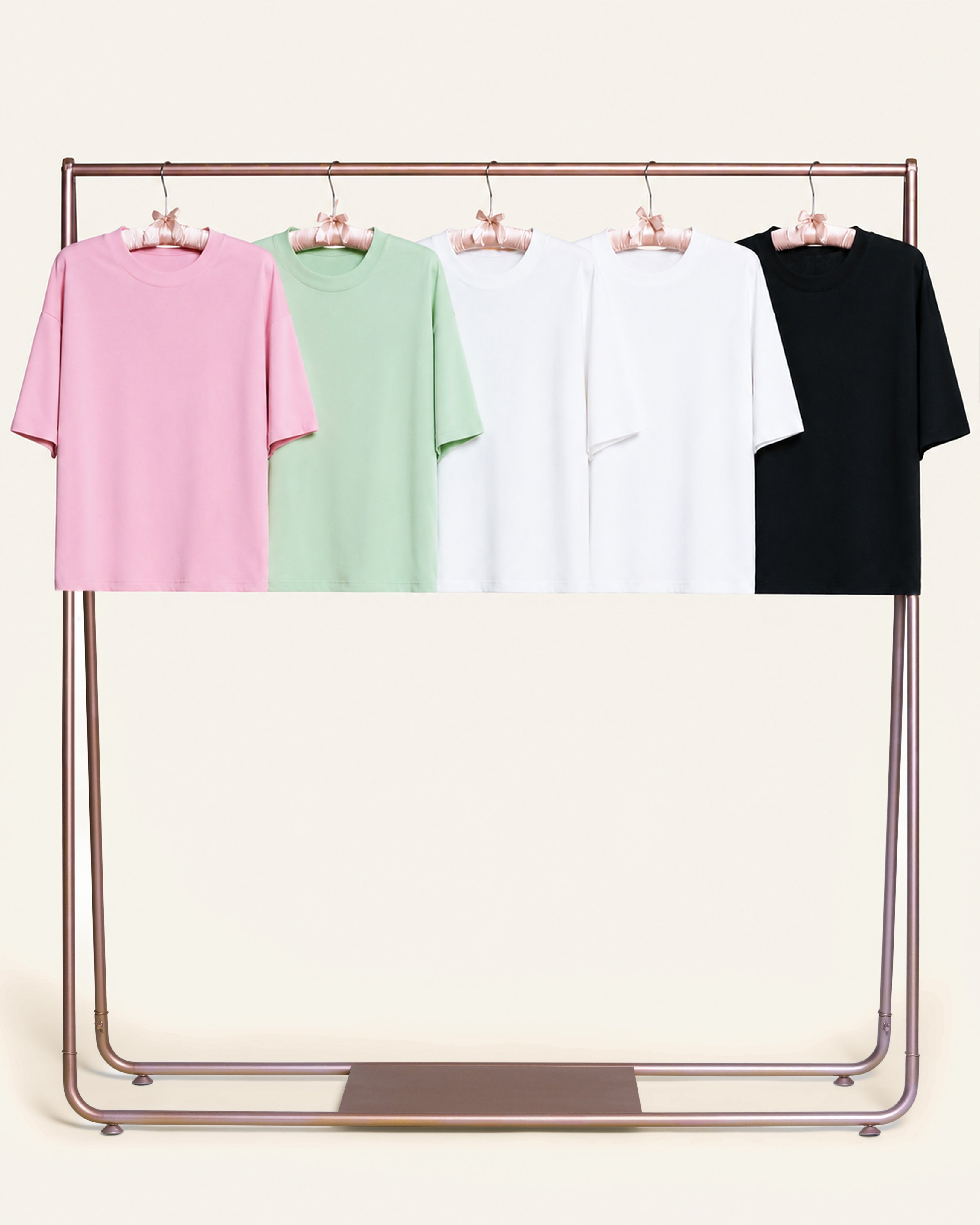 Boxy Crop Tee 5-Pack: Black, White, Pistachio, Pink
