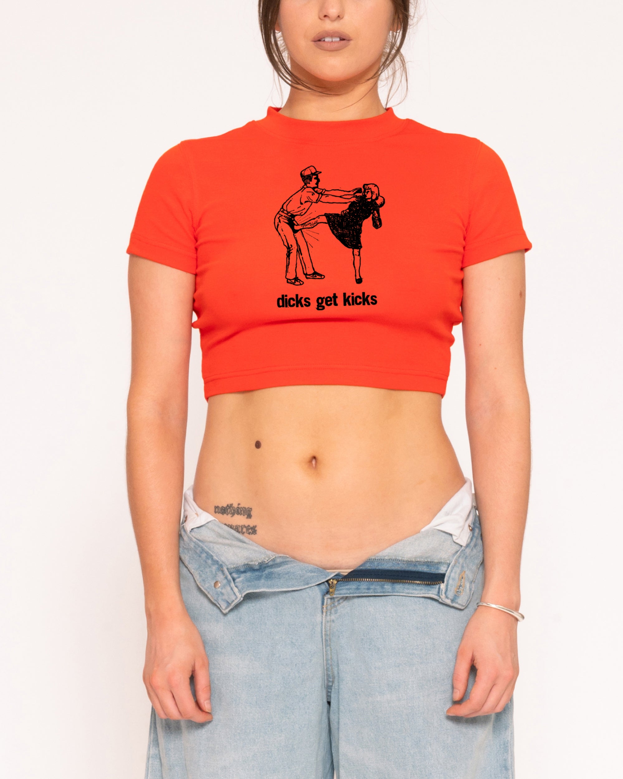 Dicks Get Kicks Red Baby Tee