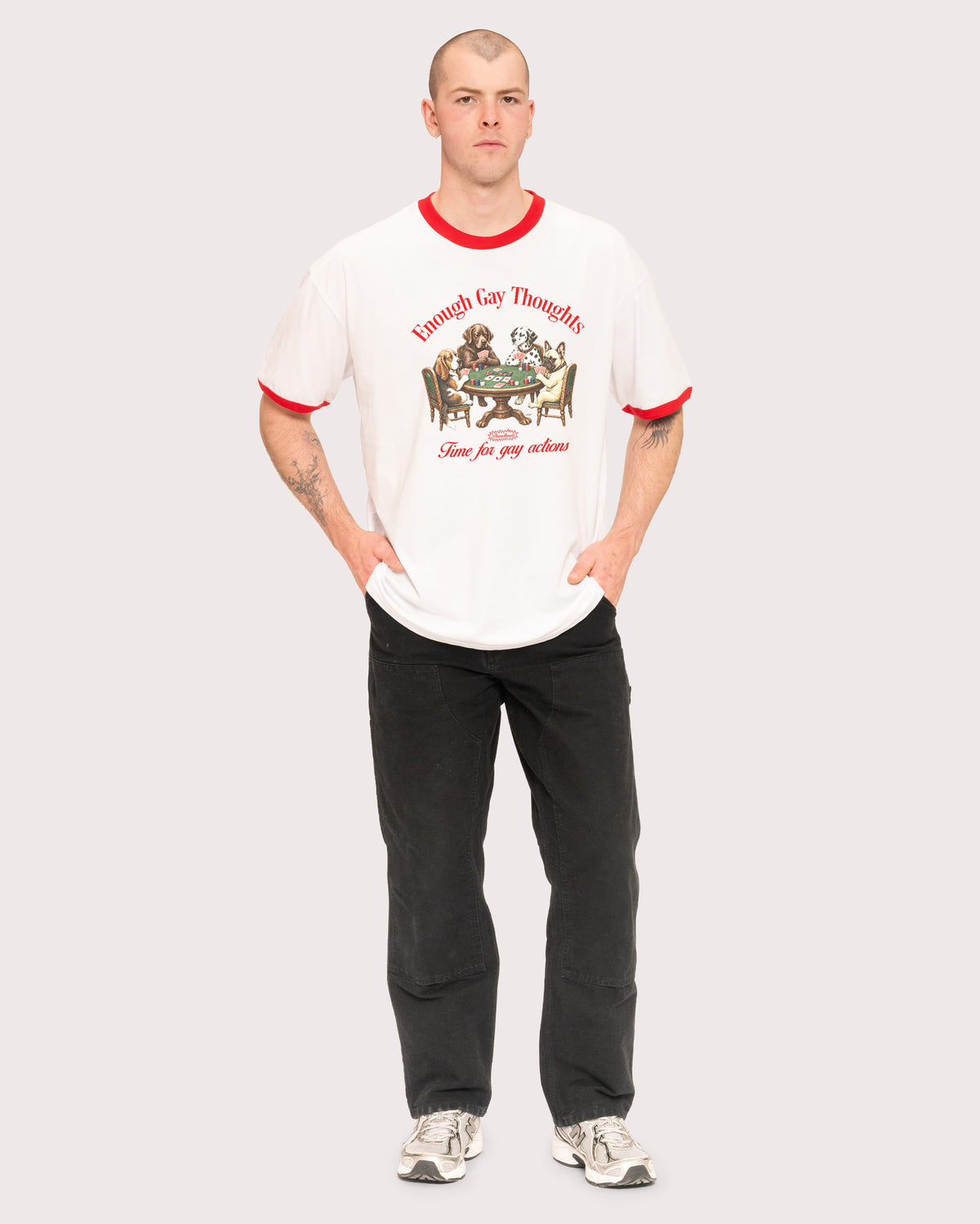 Enough Gay Thoughts Red Ringer T-Shirt