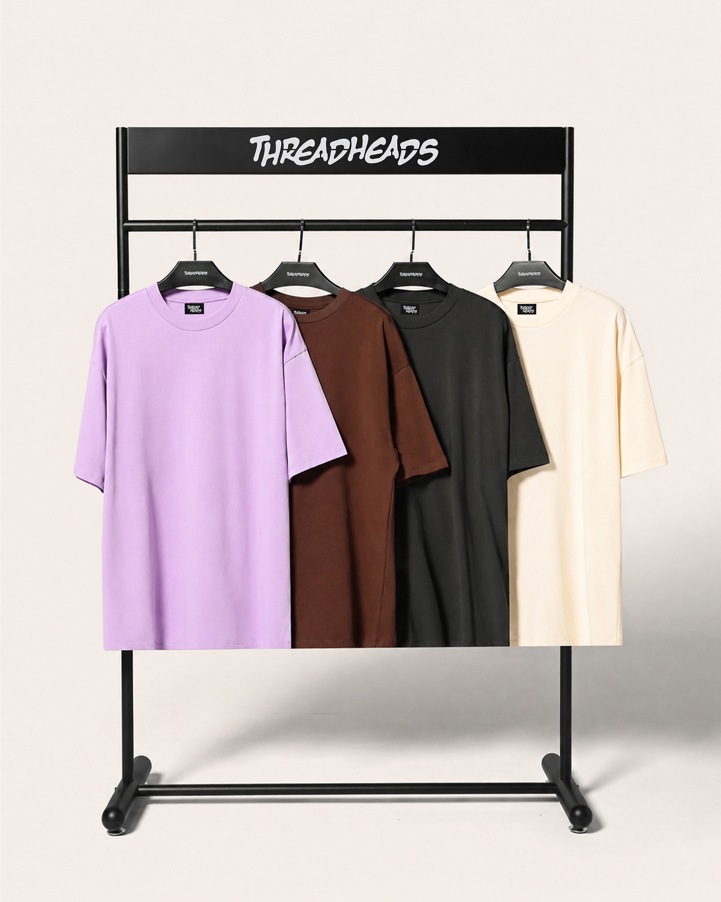 Oversized Tee 4 Pack: Brown, Lilac, Charcoal, Natural