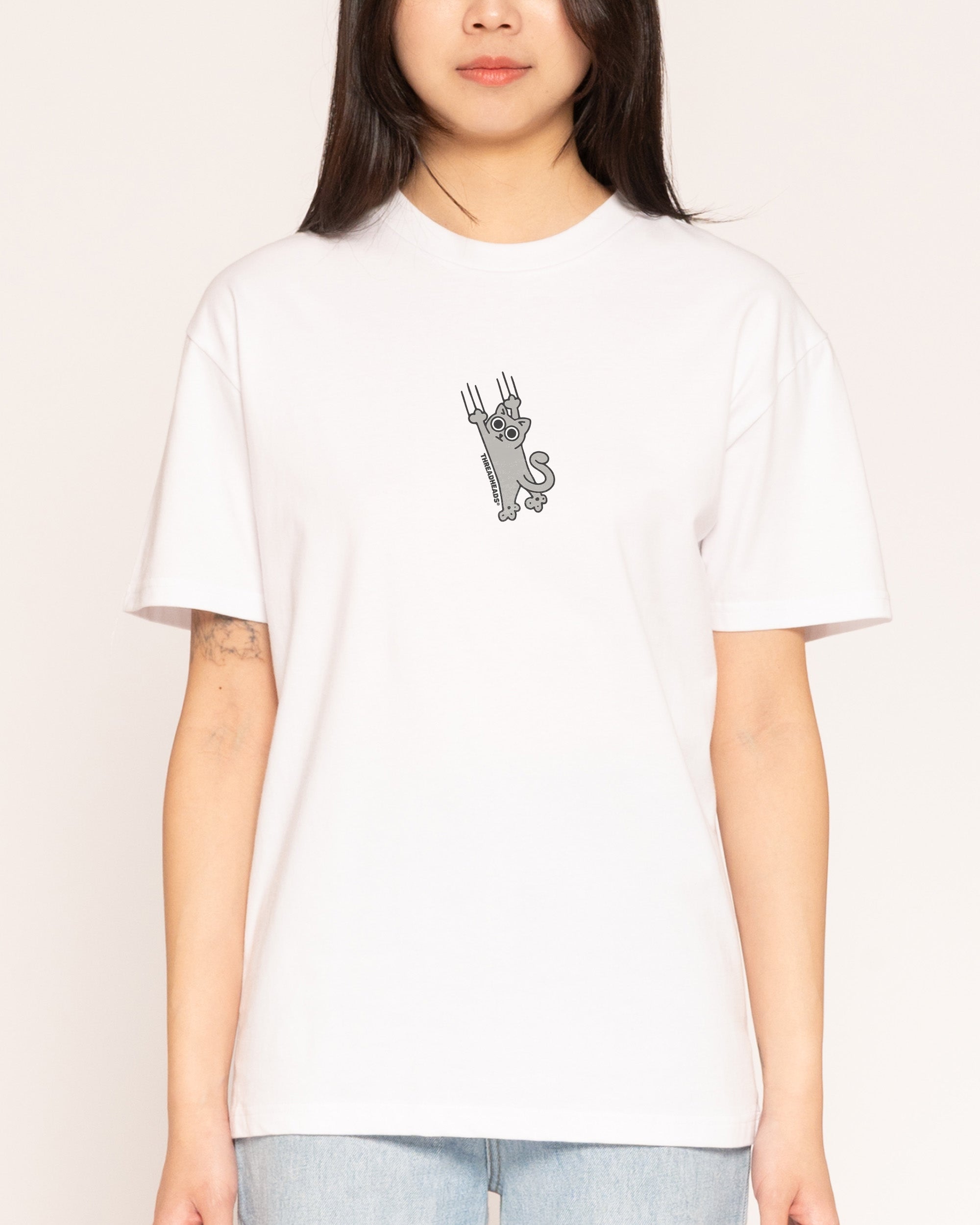 Falling Cat White T-Shirt