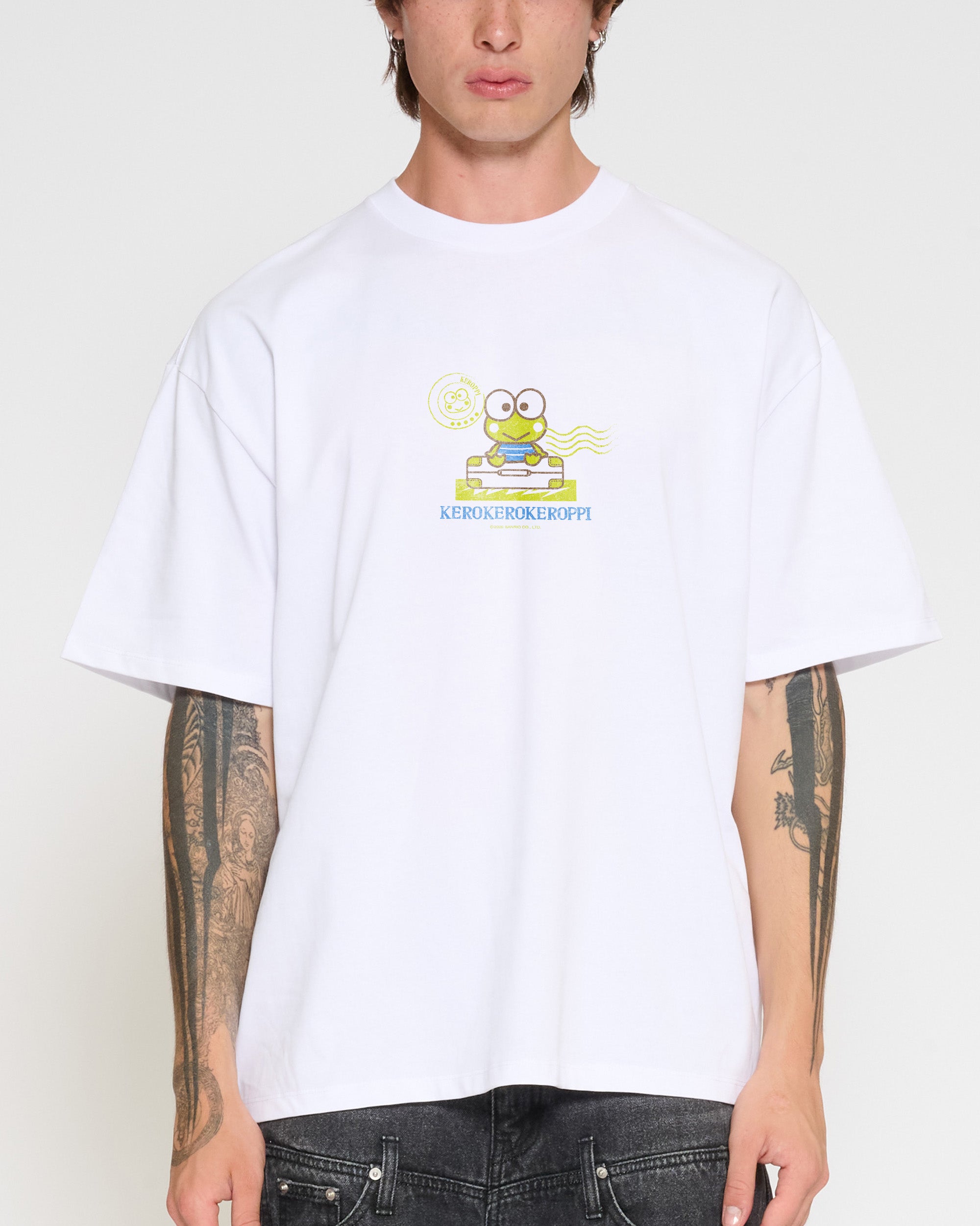 Keroppi Stamp Oversized Tee Official Hello Kitty and Friends collab Threadheads