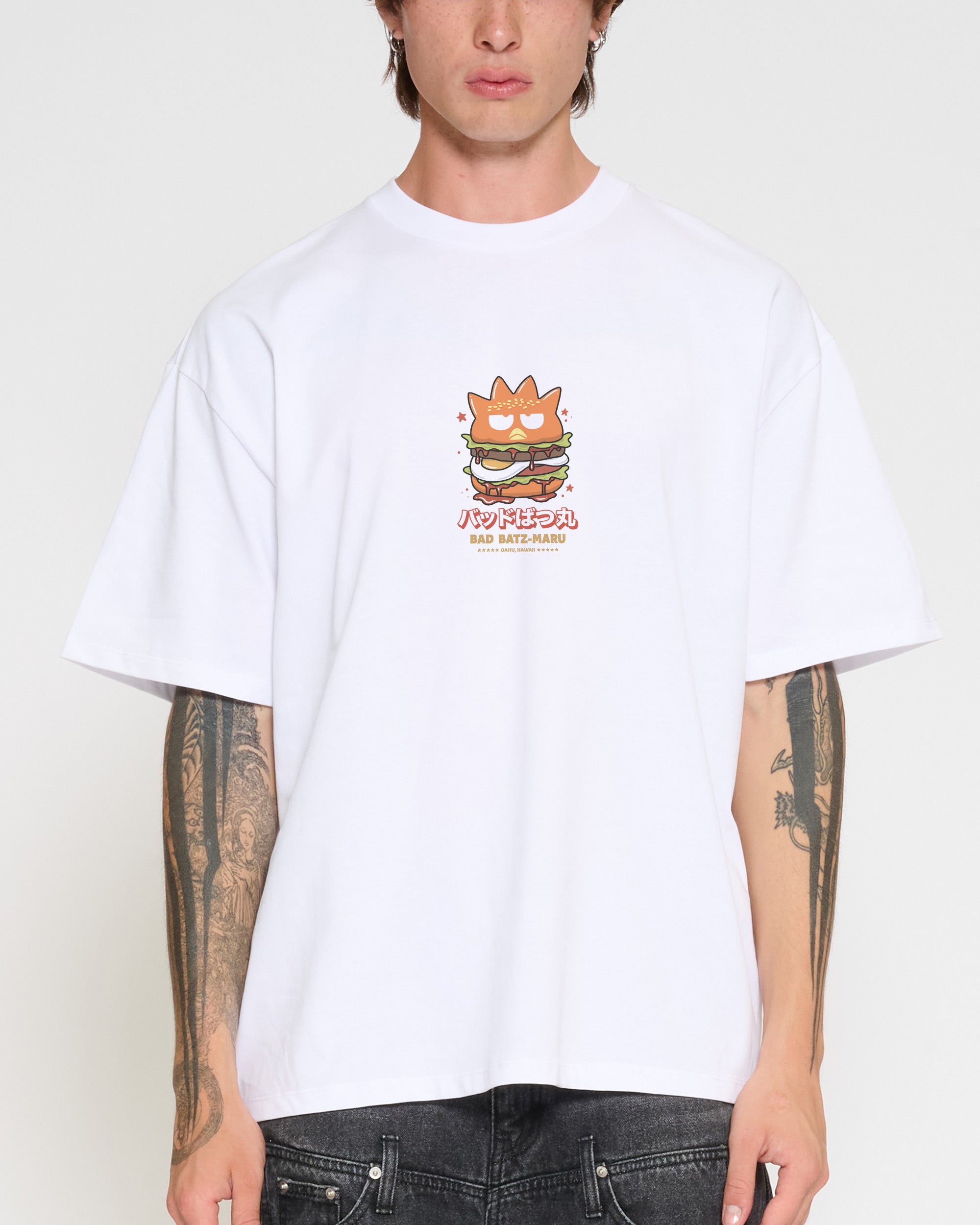 Bad Badtz-Maru Burger Oversized Tee Official Hello Kitty and Friends collab Threadheads