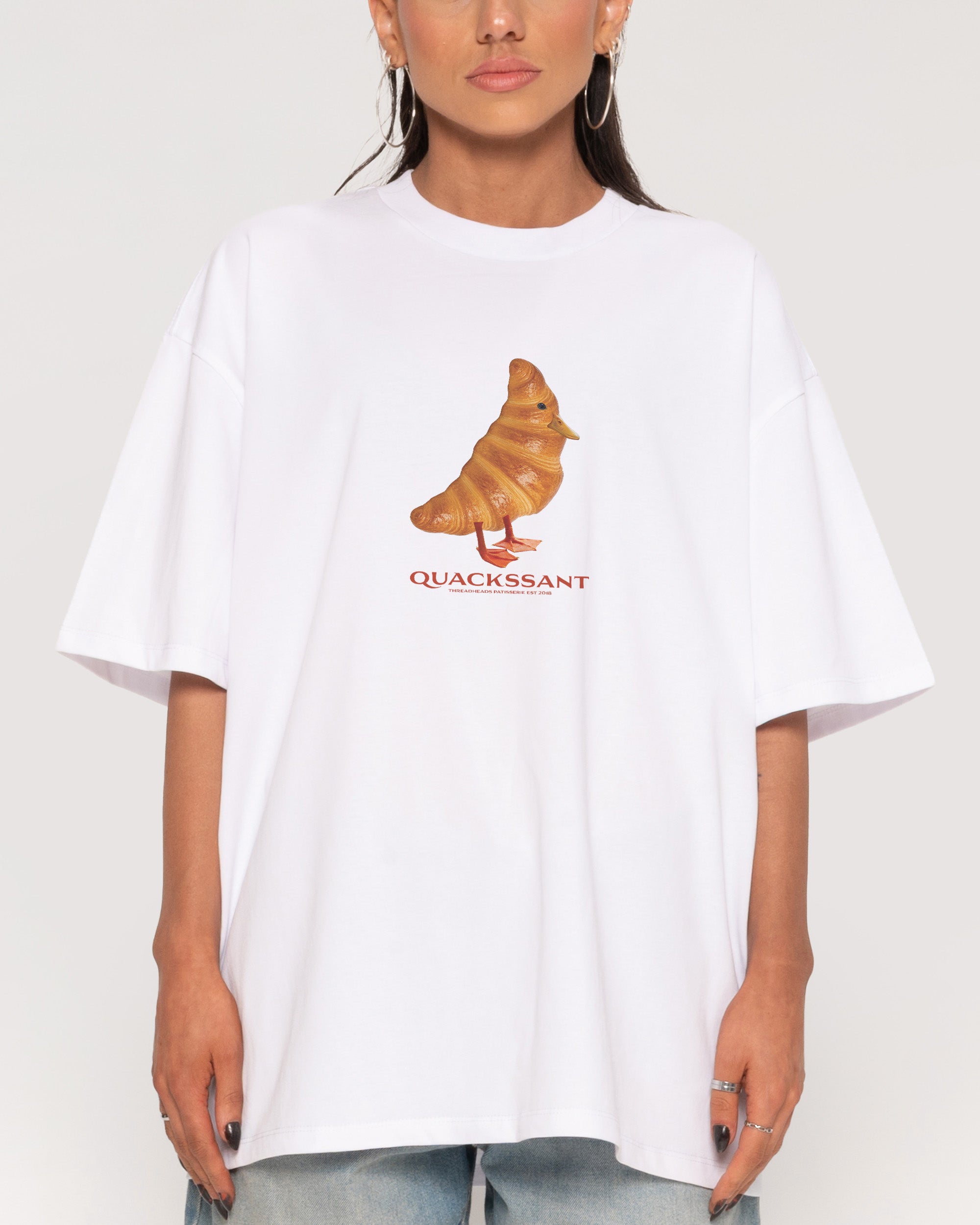 Quackssant White Oversized Tee