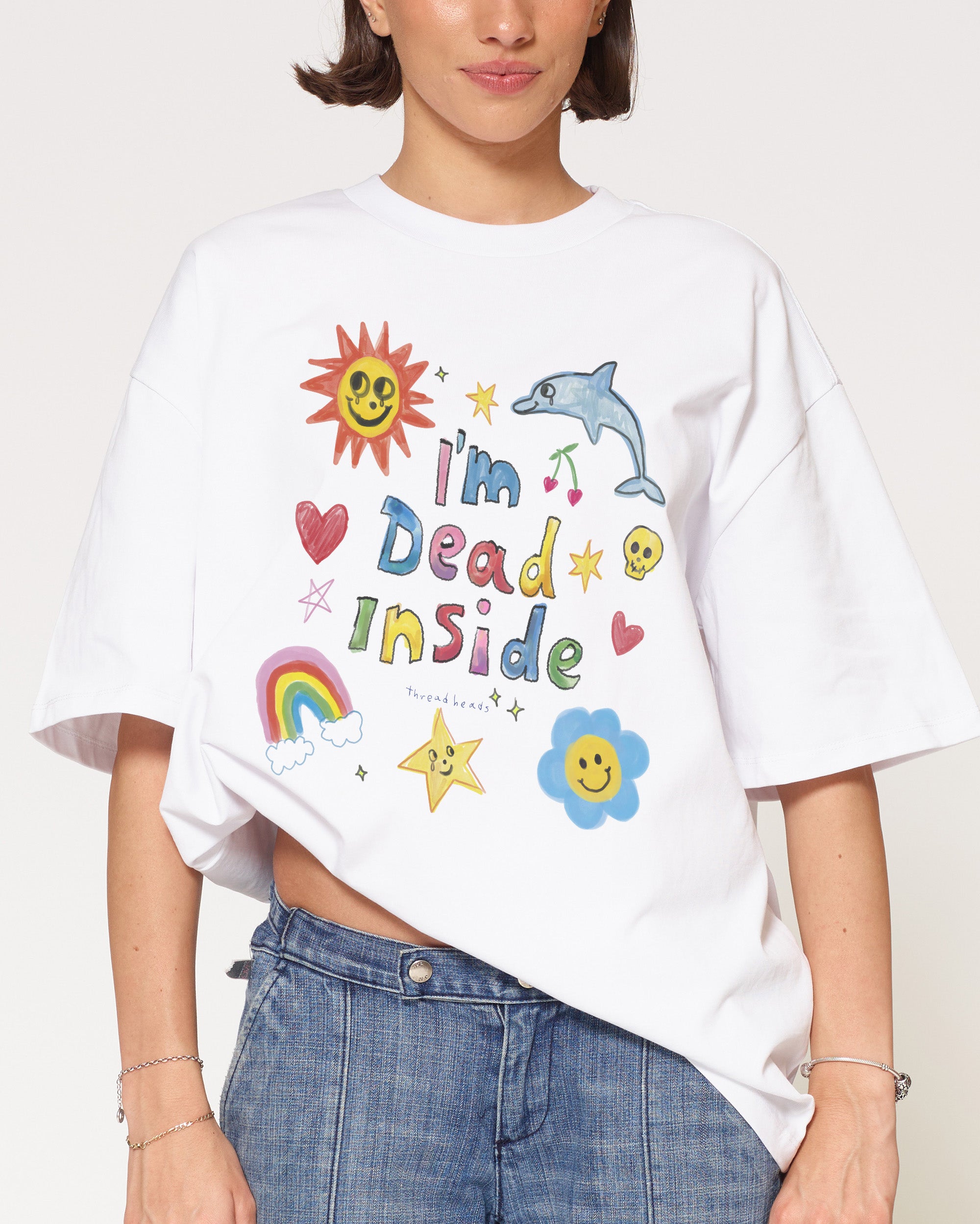 I’m Dead Inside White Oversized Tee