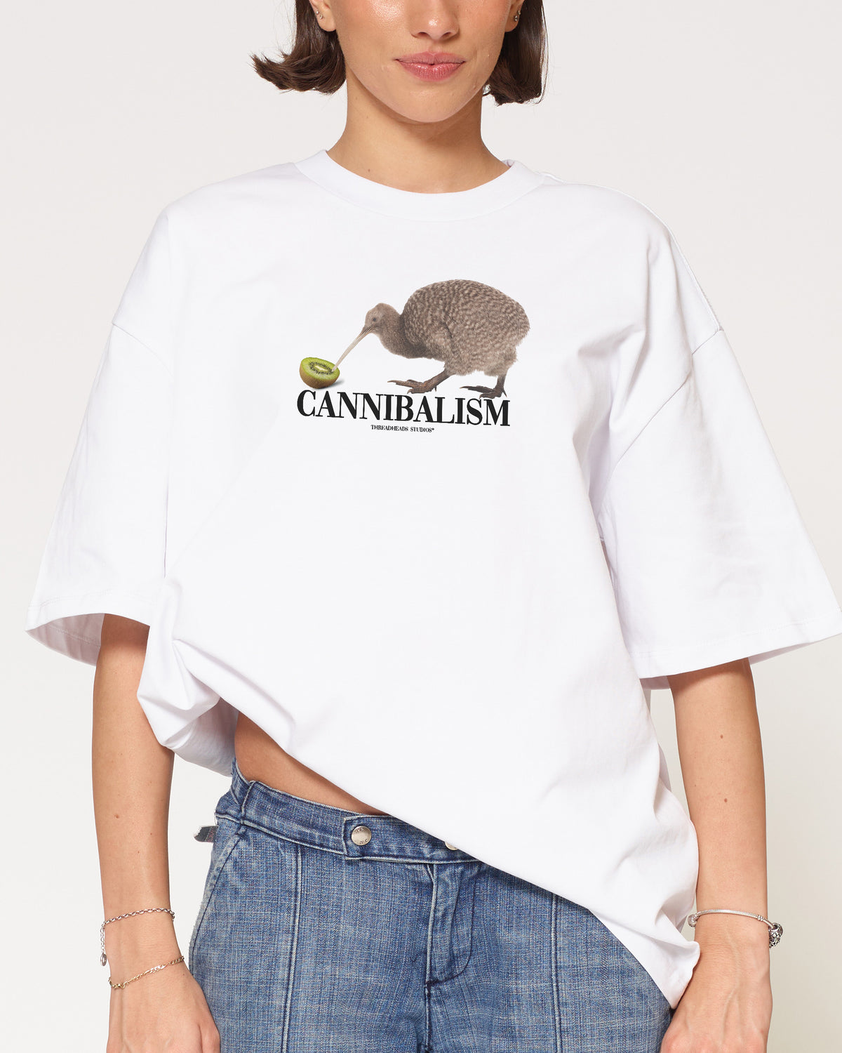 Cannibalism White Oversized Tee