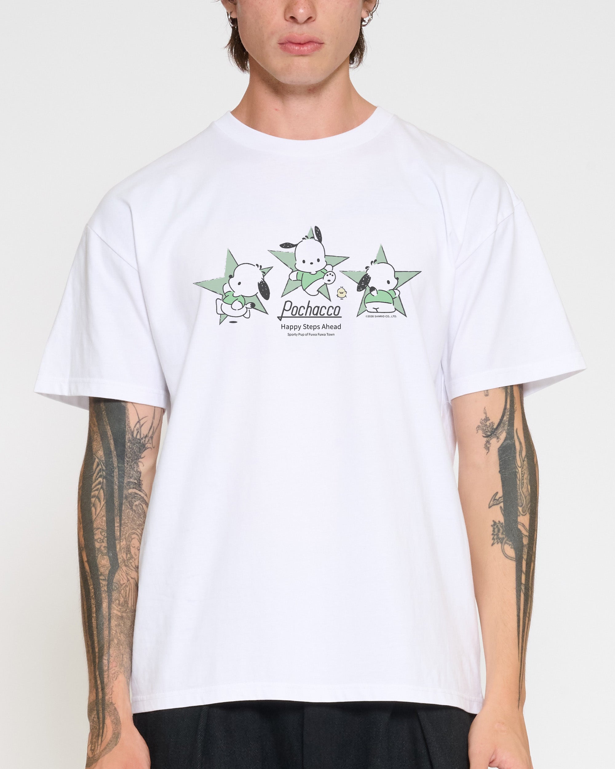 Pochacco Happy Steps T-Shirt Official Hello Kitty and Friends collab Threadheads