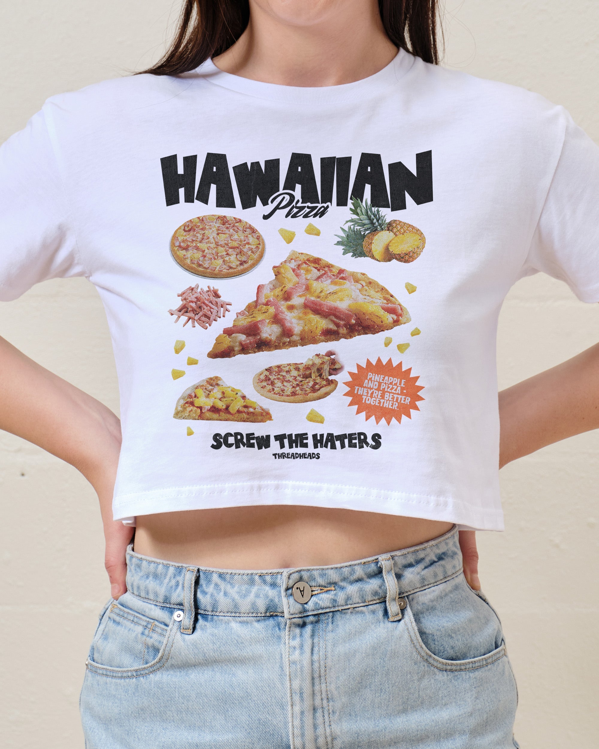 Hawaiian Pizza Bootleg Crop Tee Australia Online White