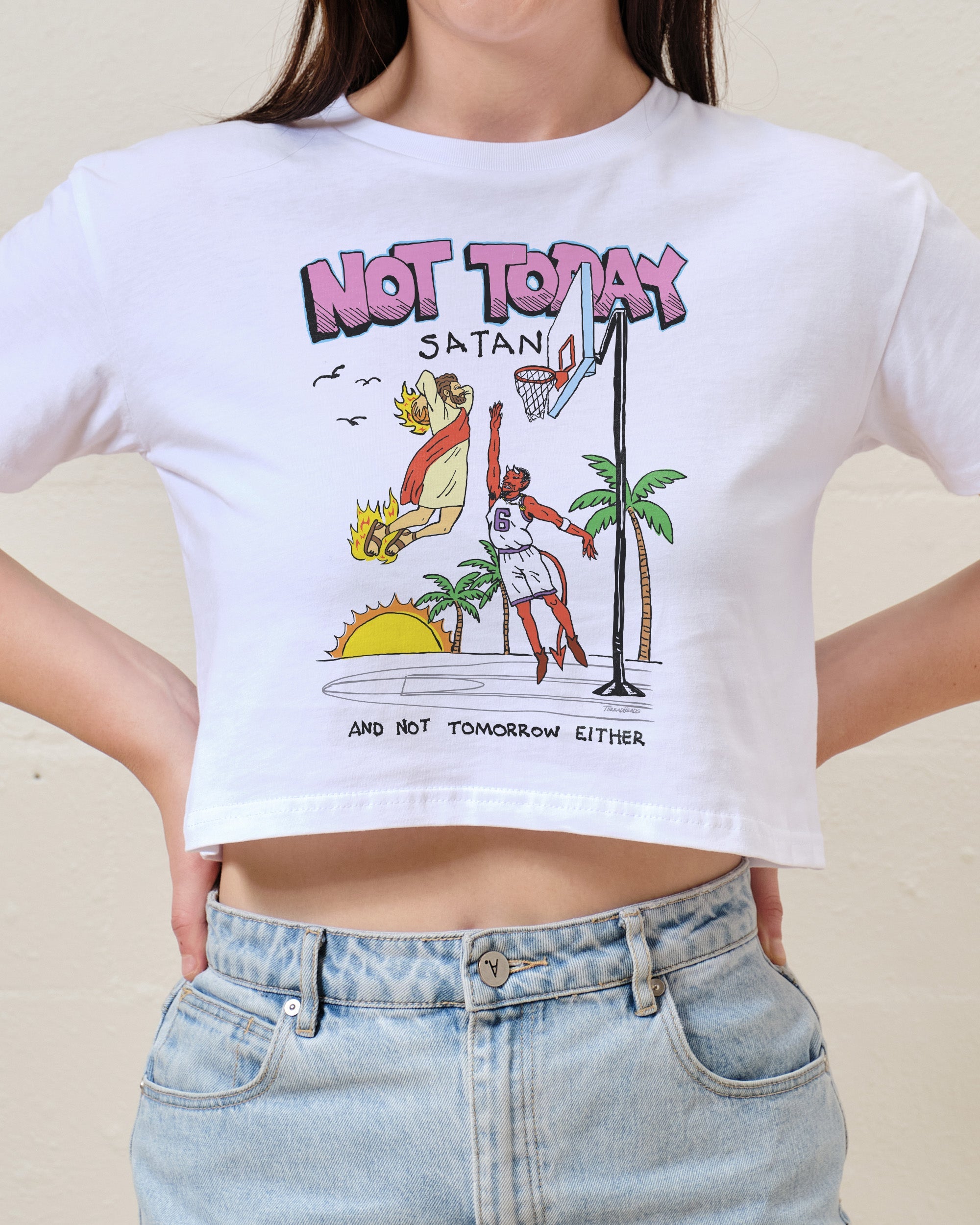 Not Today Satan Crop Tee Australia Online White