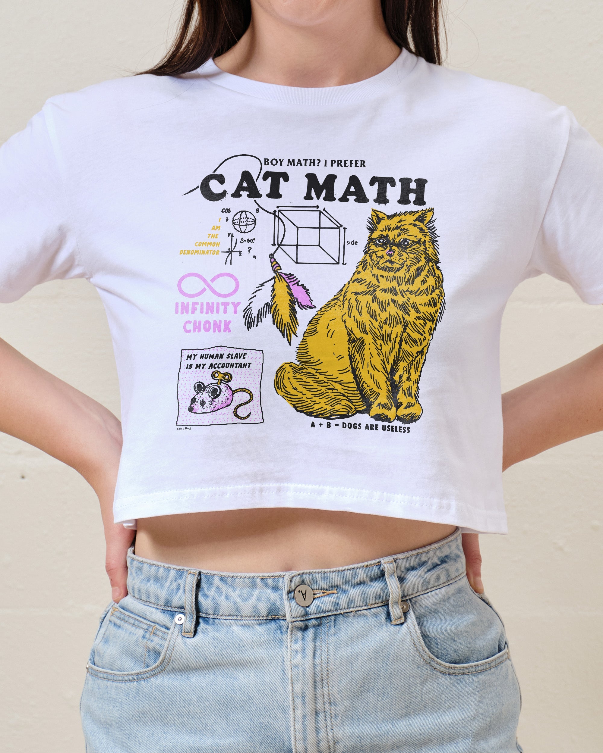 Cat Math Crop Tee Australia Online White