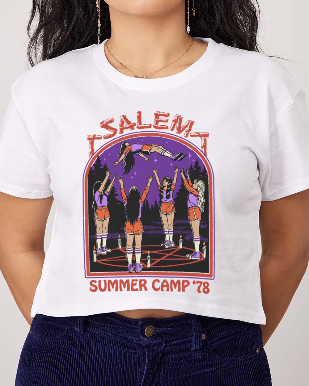 Salem Summer Camp Crop Tee Australia Online White