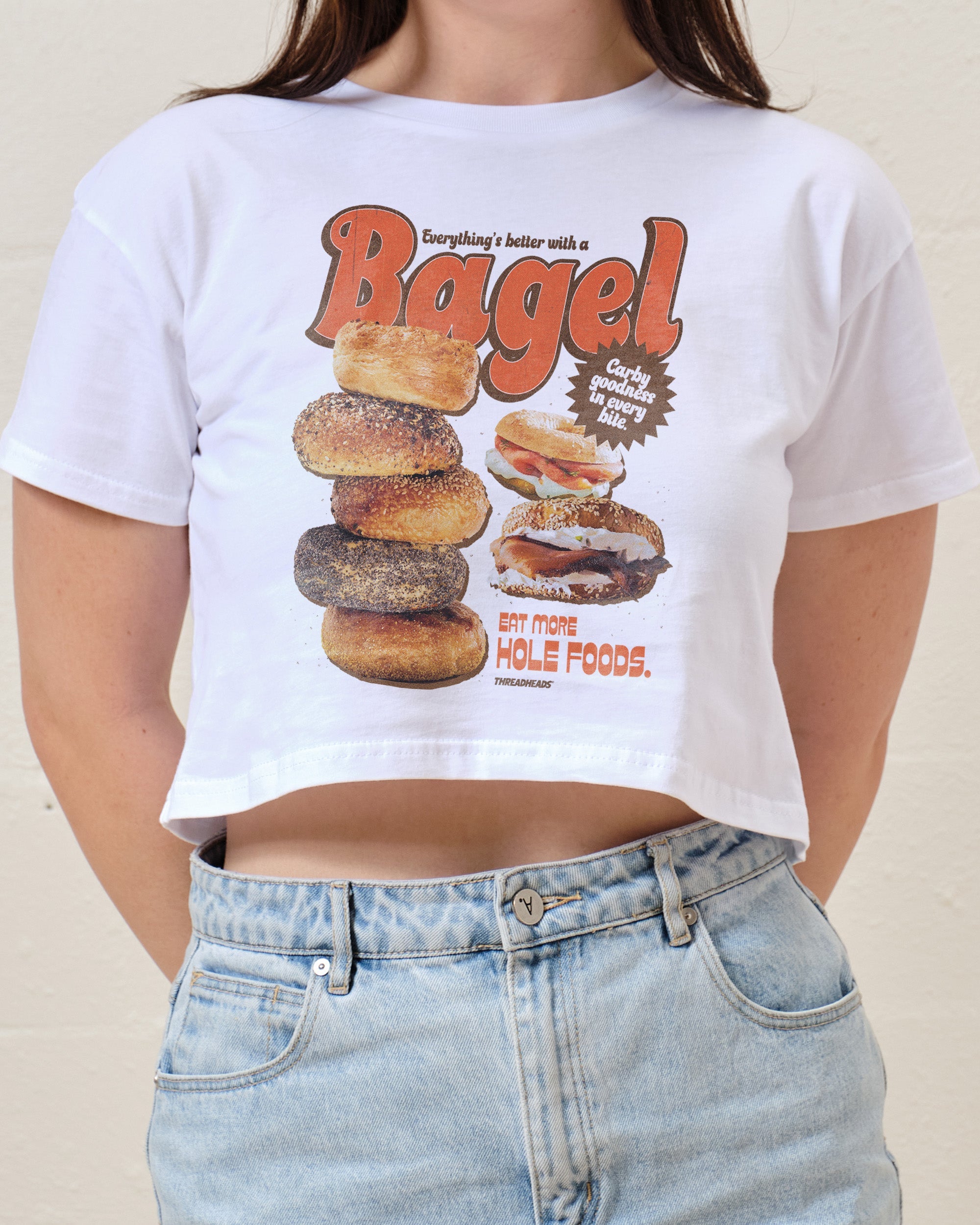 Everything's Better with a Bagel Crop Tee Australia Online White