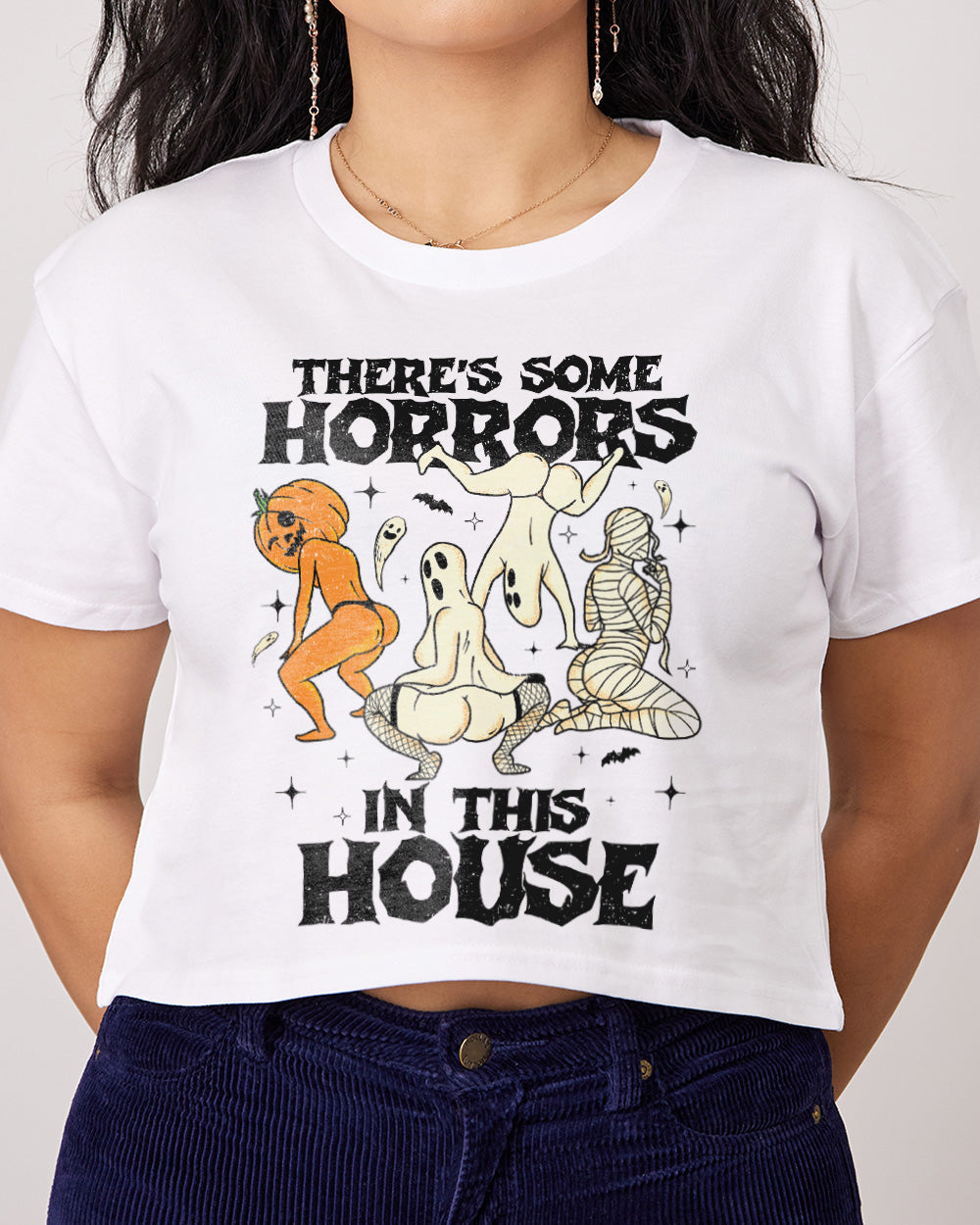 There's Some Horrors In This House Crop Tee Australia Online White