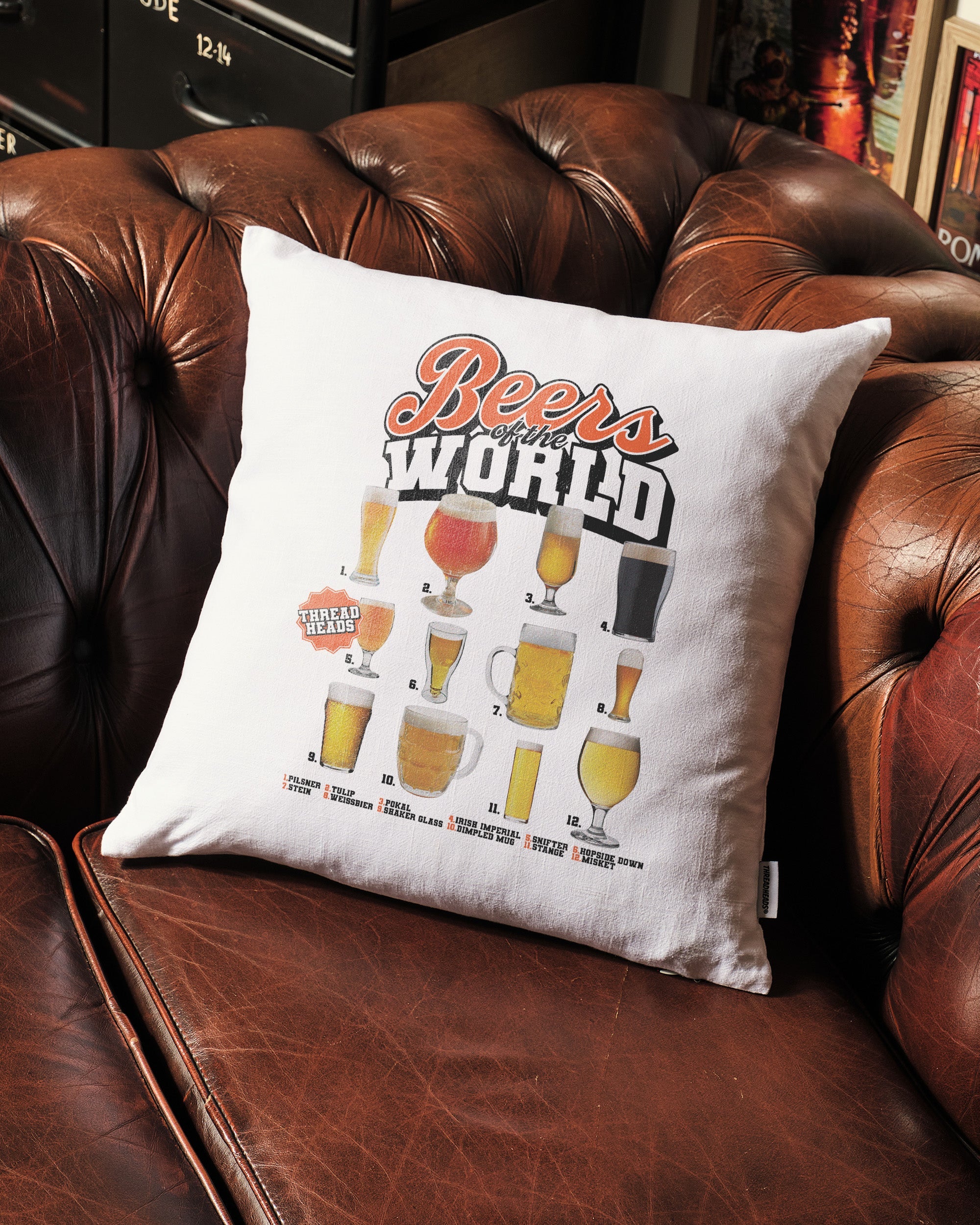 Beers of the World Cushion Australia Online Black