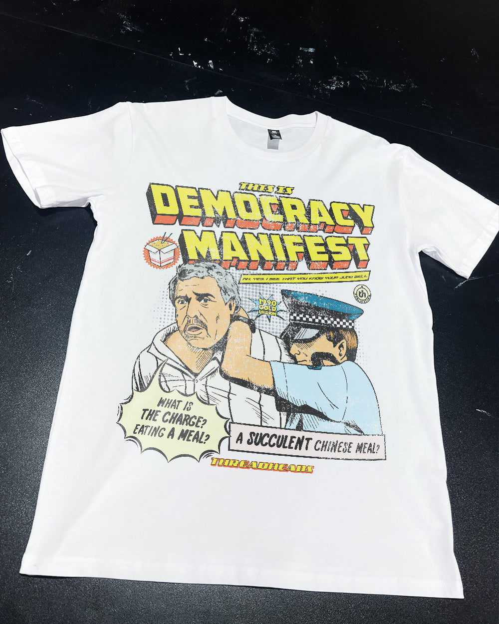This is Democracy Manifest T-Shirt Australia Online #colour_white