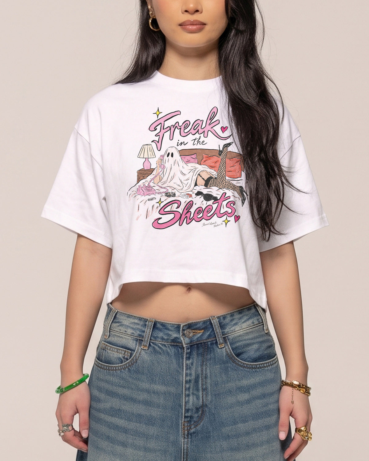 Freak in the Sheets Ghost White Crop Tee