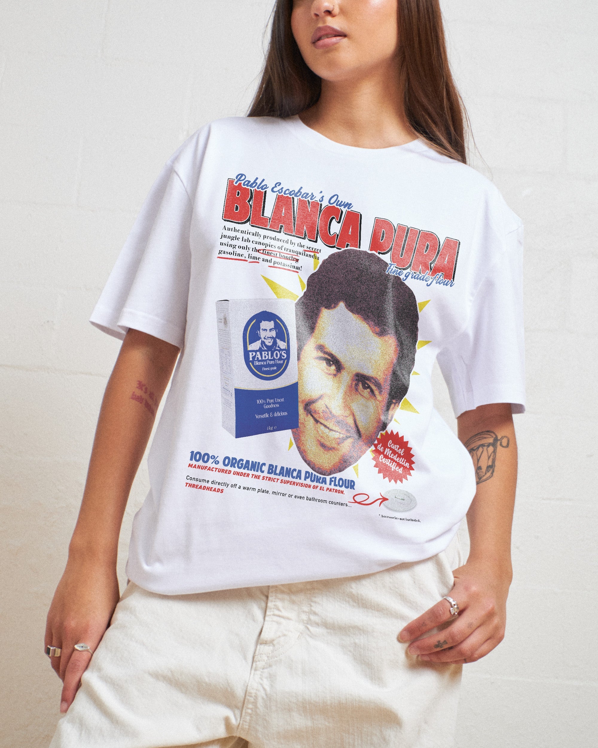 Pablo Escobar's Blanca Flour T-Shirt Australia Online White