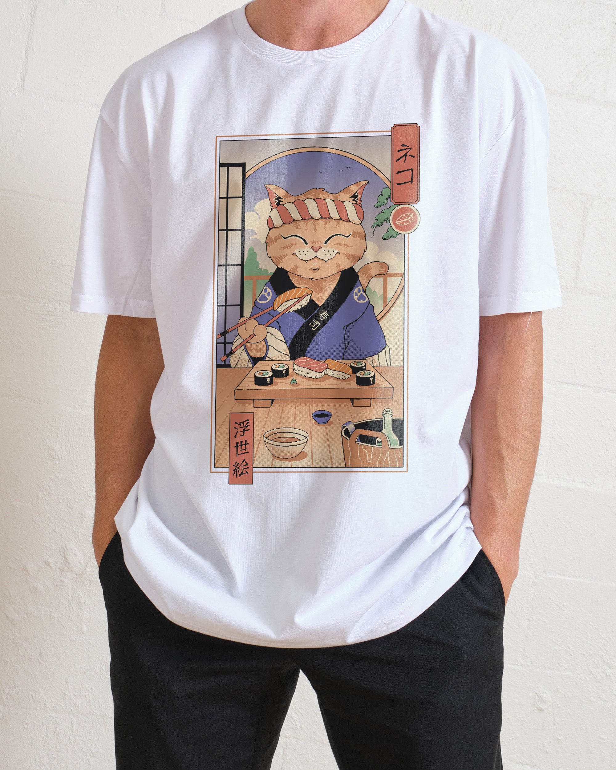 Sushi Cat in Edo T-Shirt Australia Online