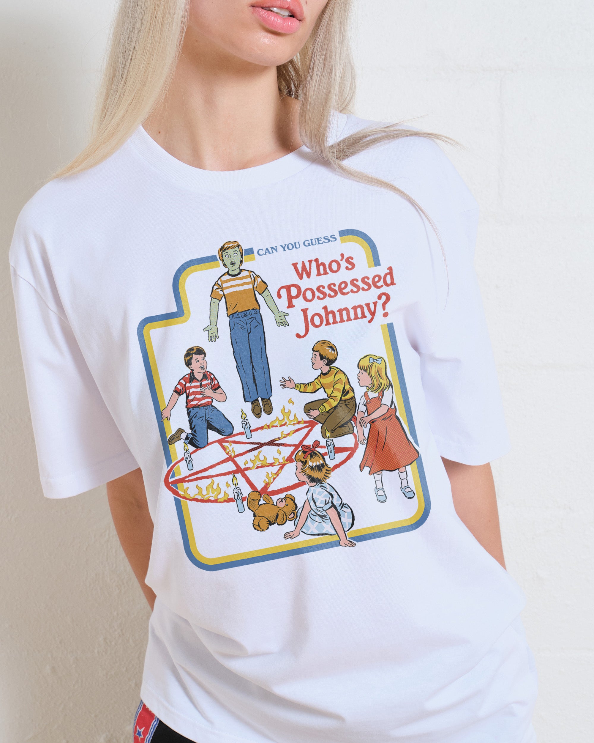 Who's Possessed Johnny? T-Shirt Australia Online #colour_white