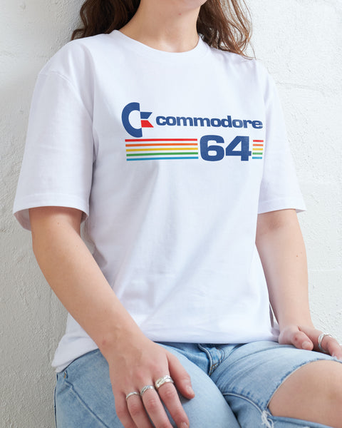 3stylershop T-Shirt Donna Commodore 64 - 100% Cotone (Grigio Mélange 85% Cotone, 15% Viscosa) - Stampa Vintage Del Home Computer - Made In Italy