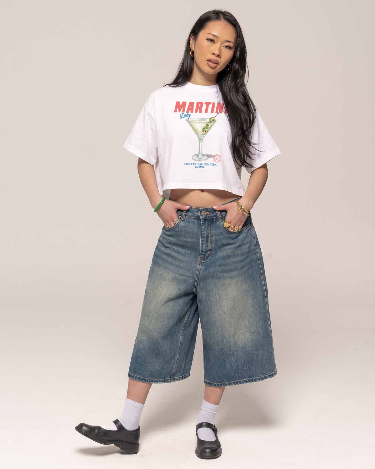 Dirty Martini White Crop Tee