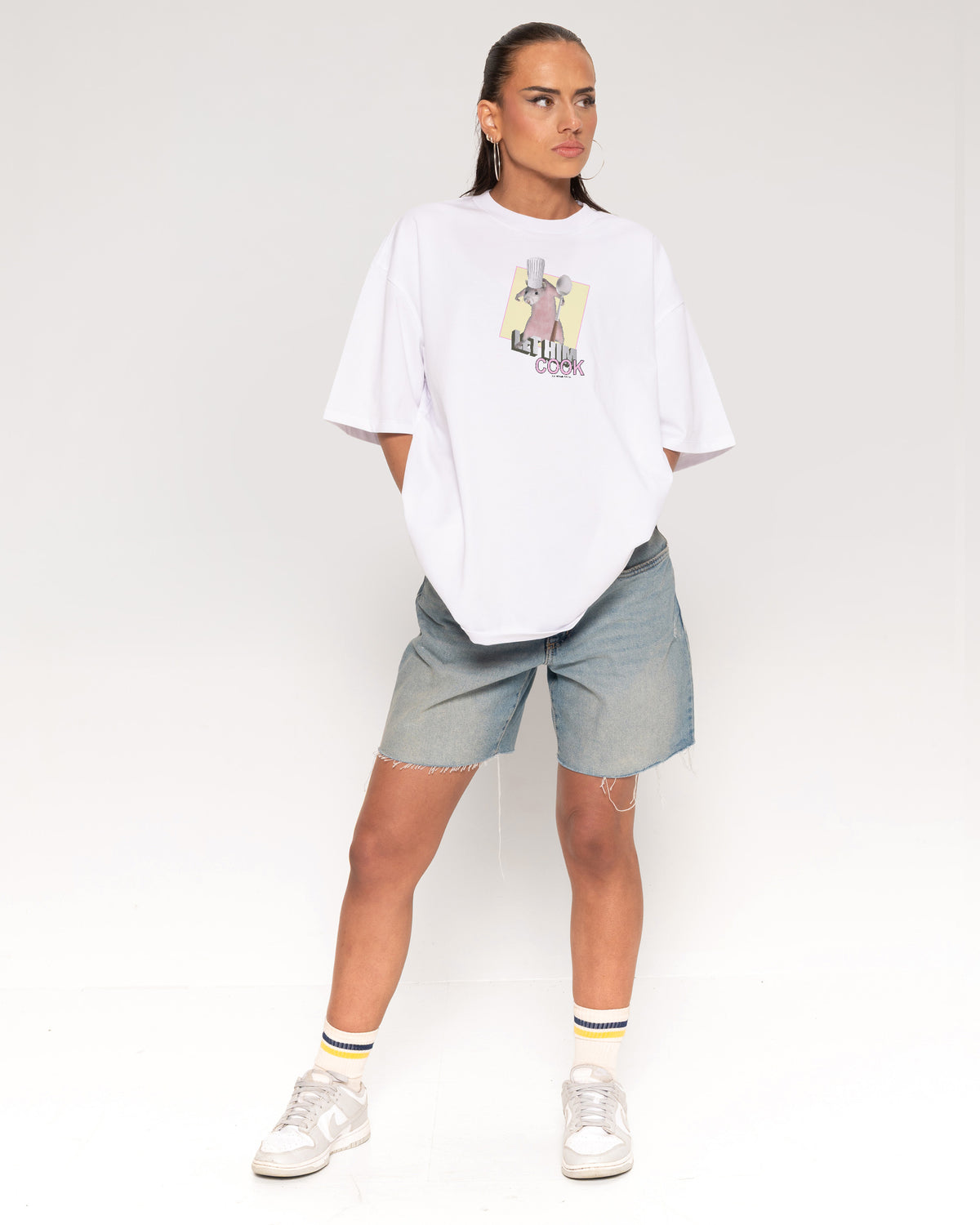Let Him Cook White Oversized Tee