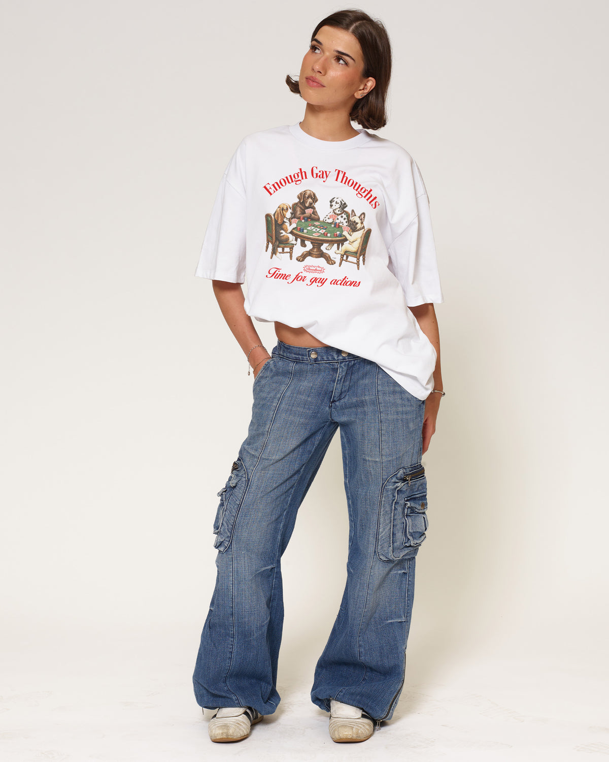 Enough Gay Thoughts White Oversized Tee