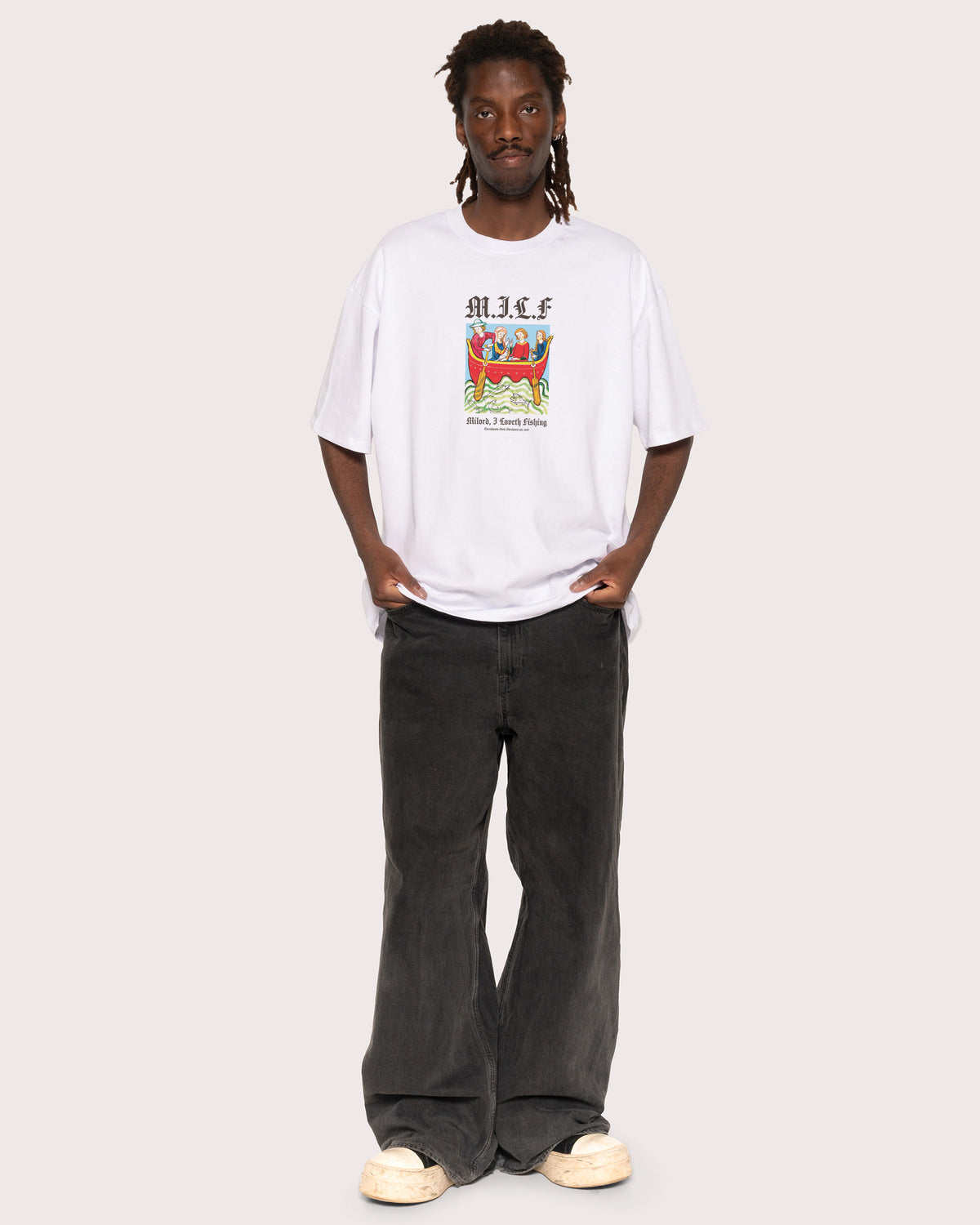 Milord, I Love Fishing White Oversized Tee
