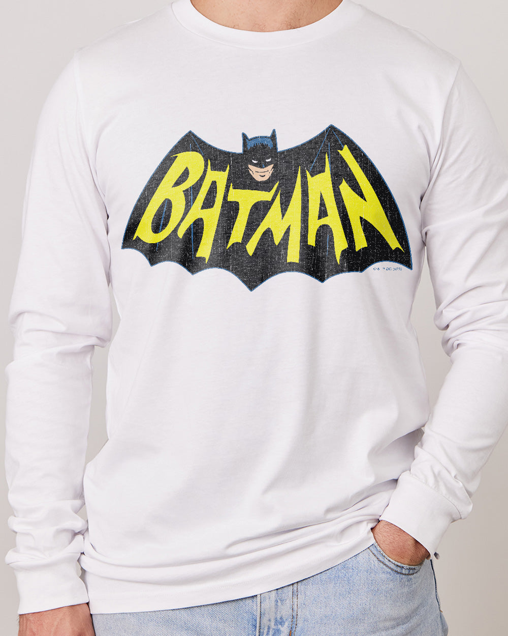 Batman Vintage 60s Logo Long Sleeve Australia Online #colour_white