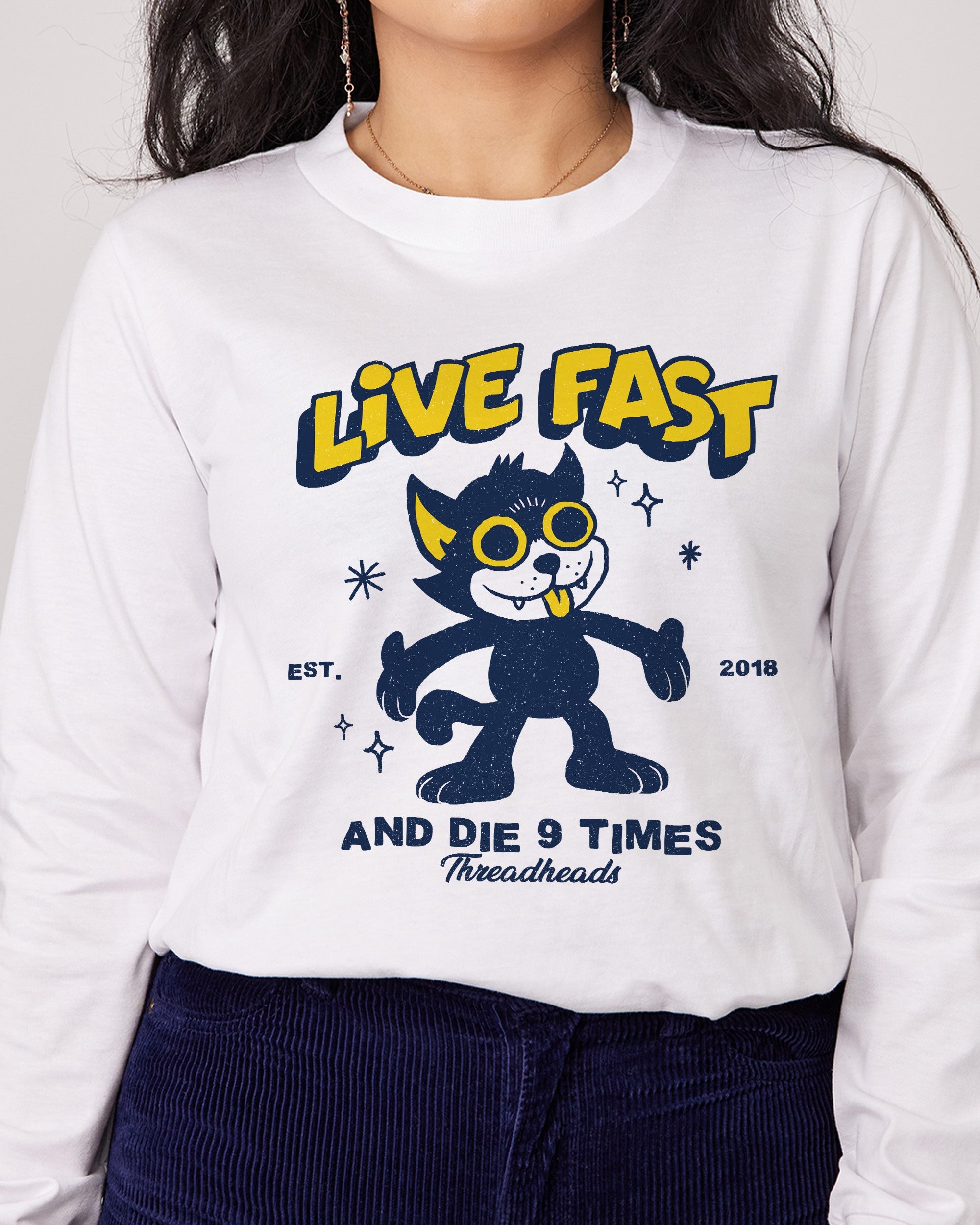 Live Fast and Die Nine Times Long Sleeve Australia Online White