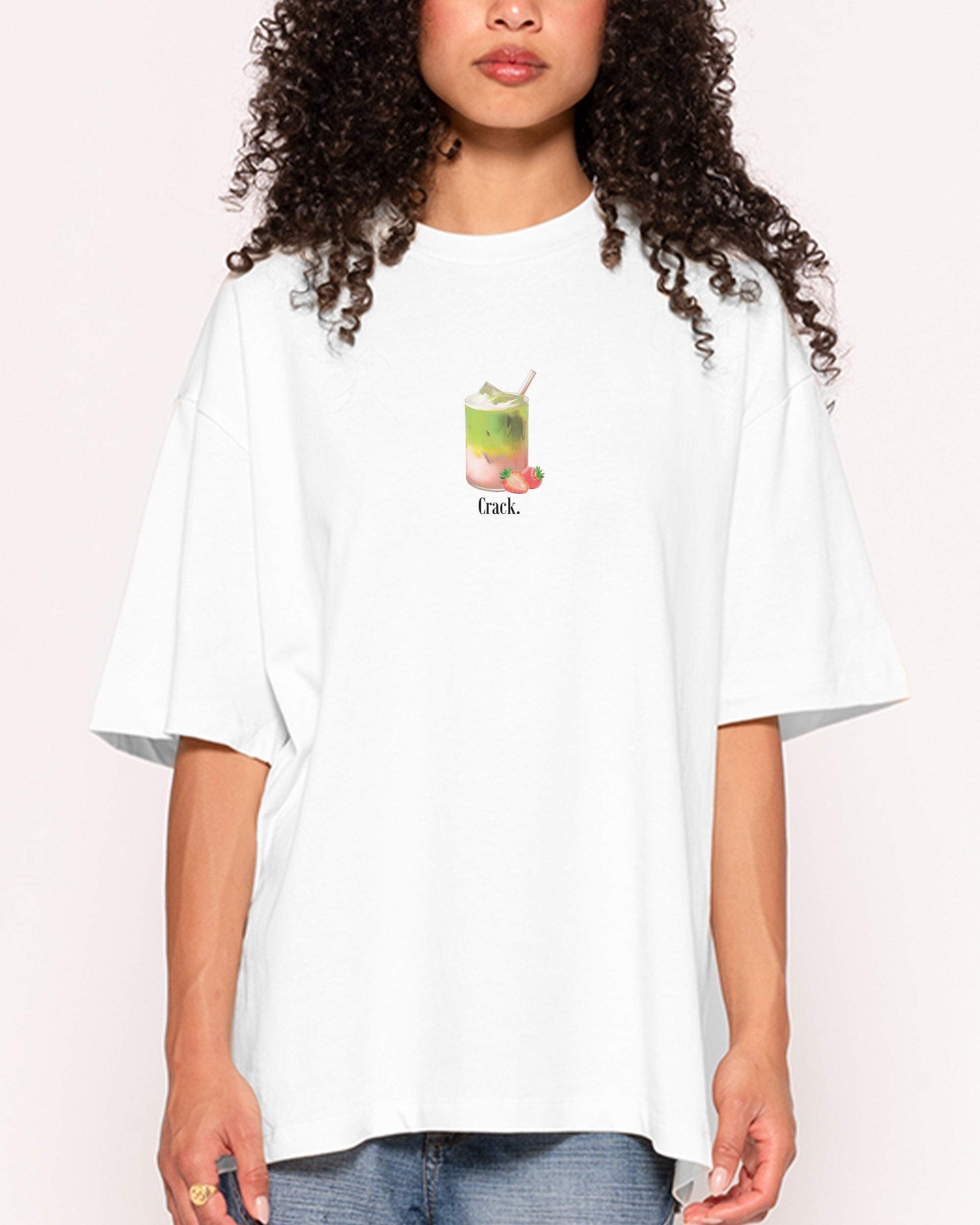 Matcha Crack White Oversized Tee