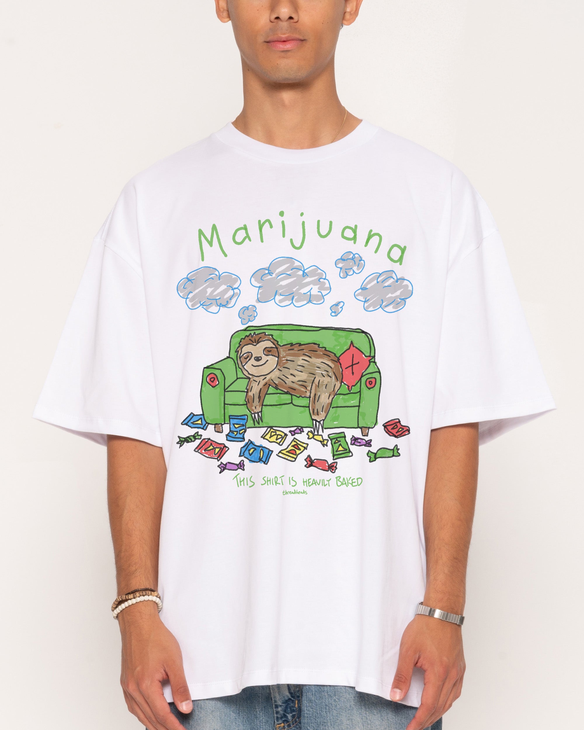 Marijuana White Oversized Tee