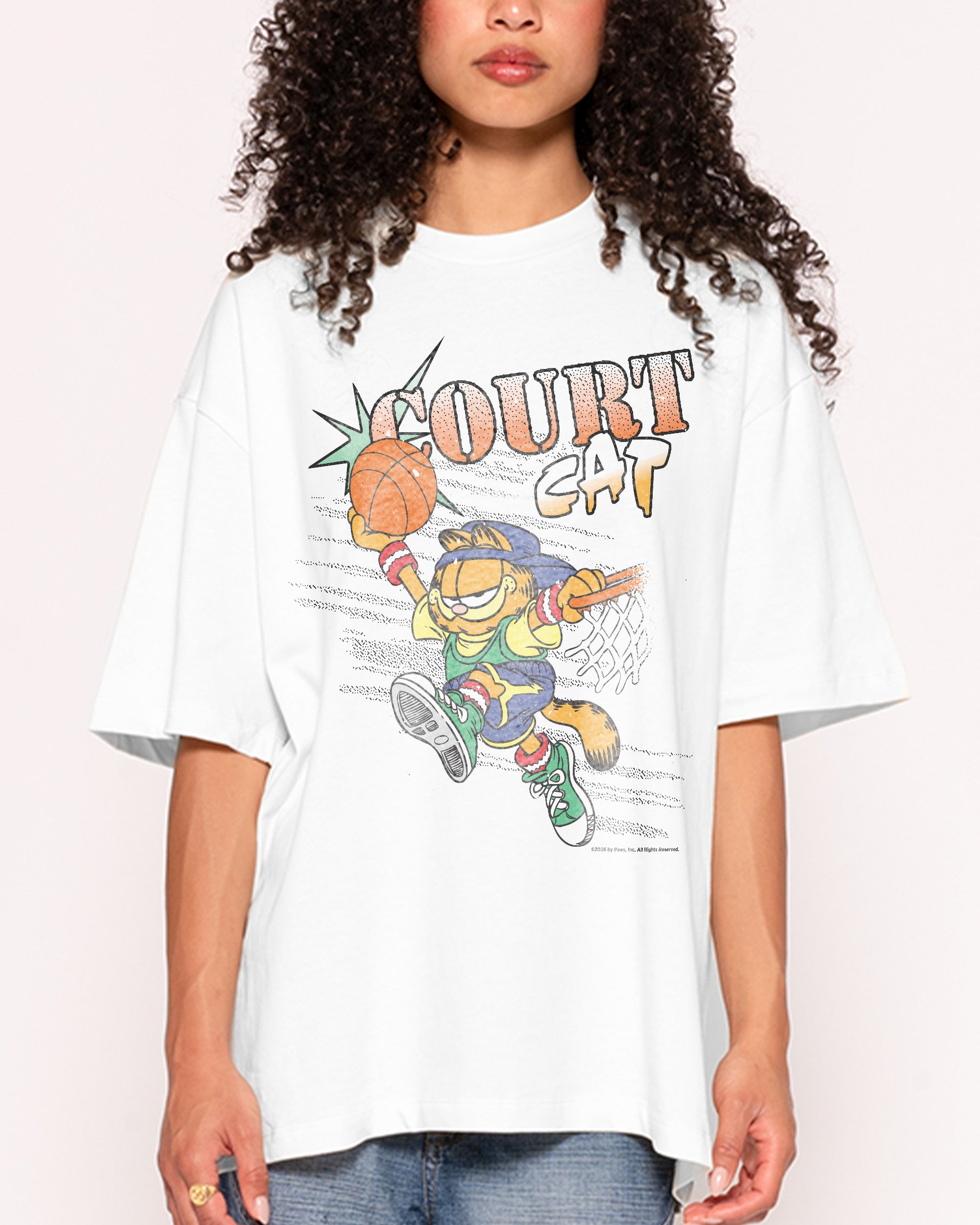 Court Cat White Oversized Tee