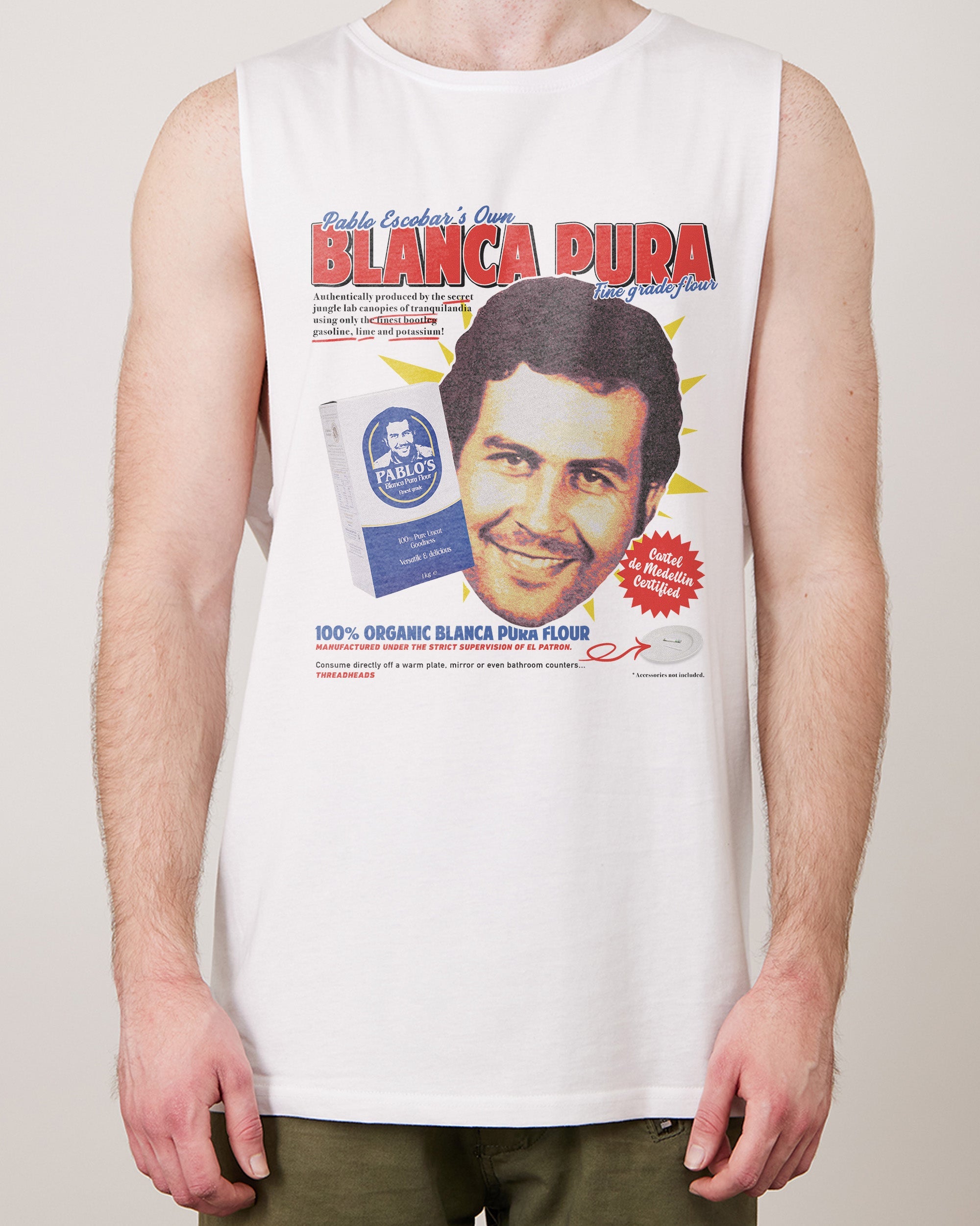 Pablo Escobar's Blanca Flour Tank Australia Online White